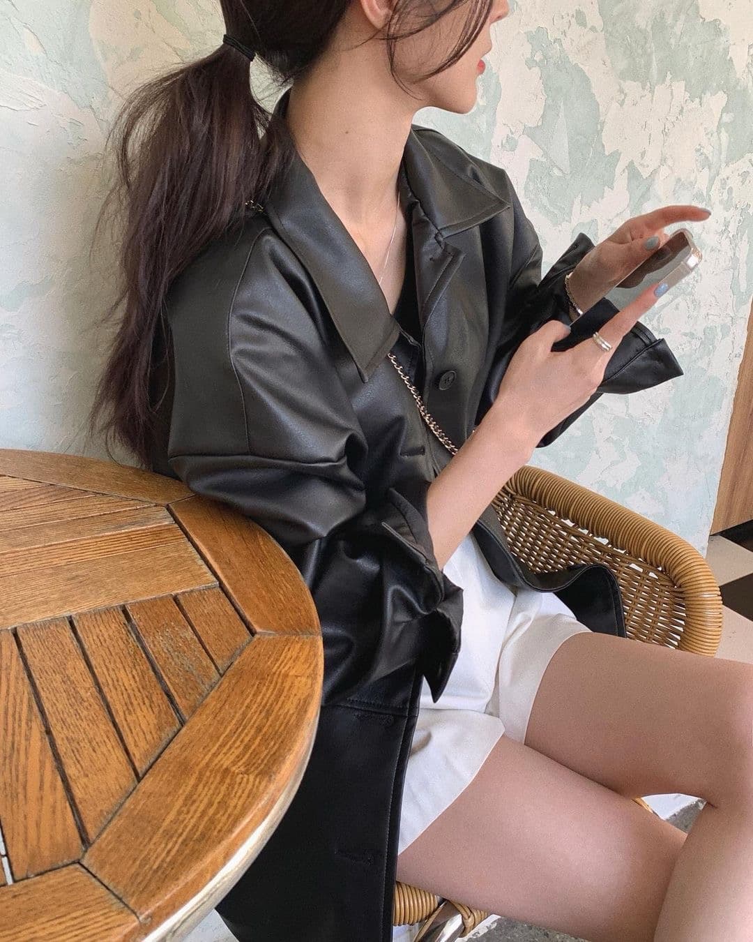 재고 있음 한국 ins 품격 레트로 다용도 루즈핏 오토바이 가죽 재킷 재킷 이미지 4