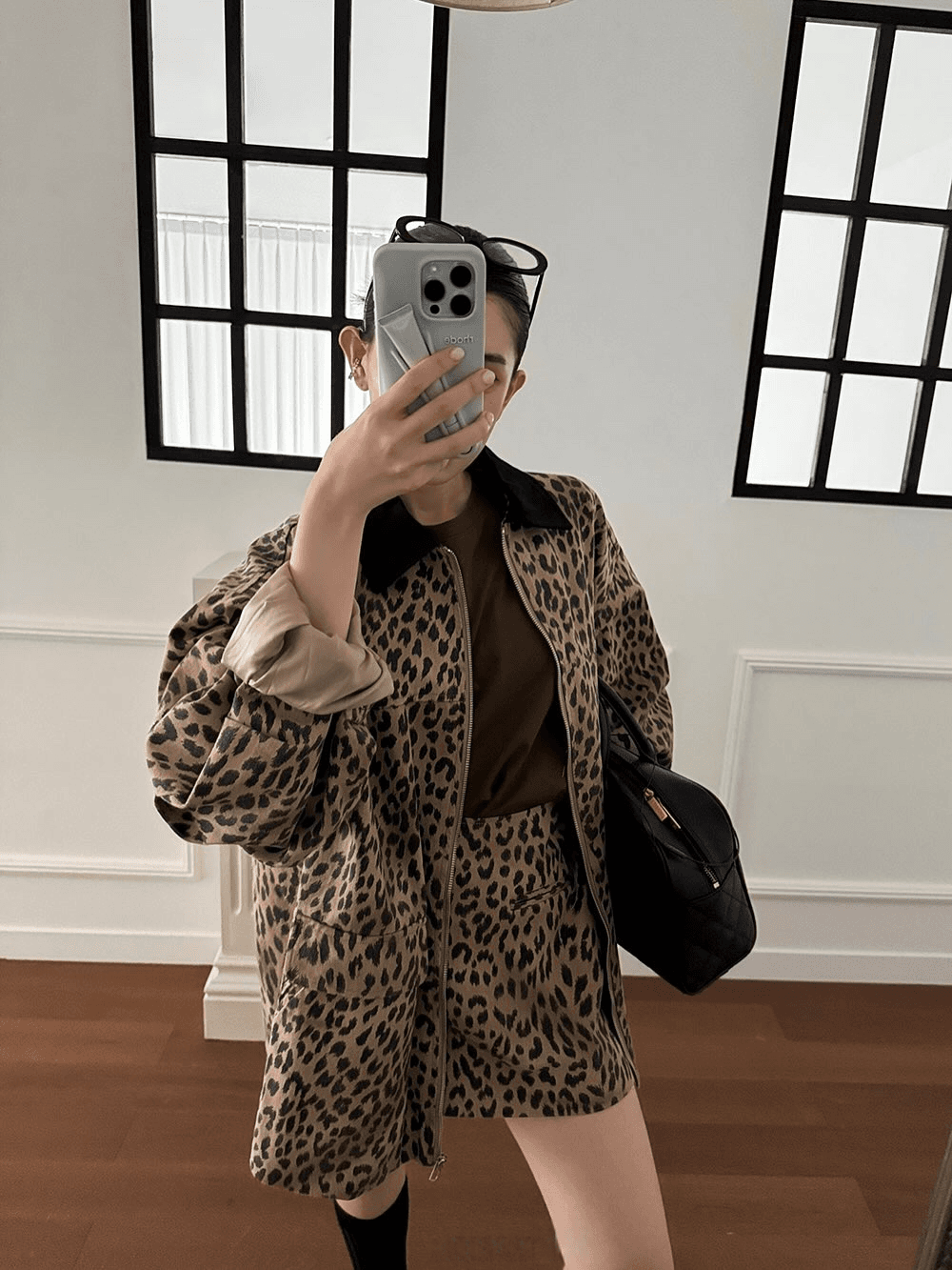 재고 있음 패션 품격 레트로 레오파드 무늬 세트 상세 이미지 1