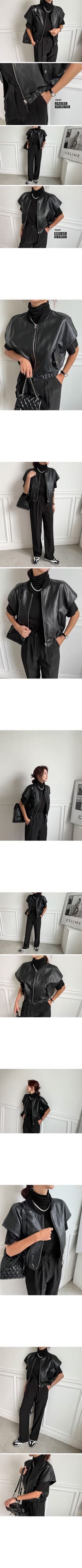 재고 있음 한국 chic 튀김 거리 고급 센스 검정색 민소매 재킷 가을 겨울철 다용도 루즈핏 베스트 재킷 상세 이미지 3