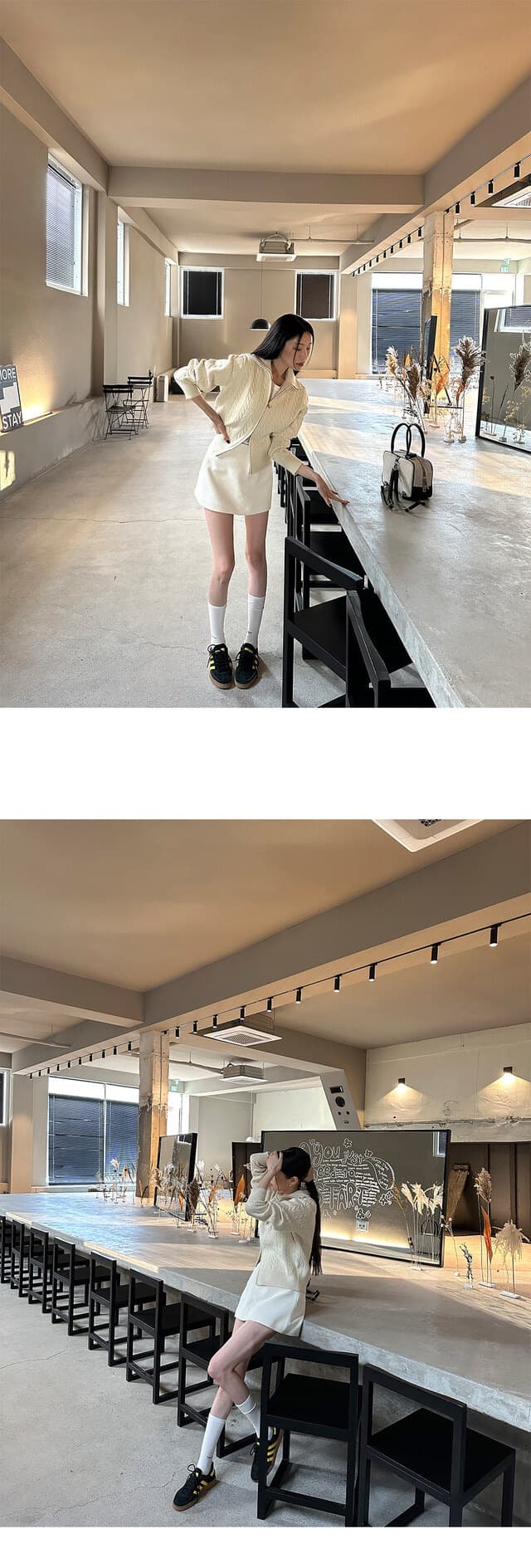 있음 물품 한국 스타일 레트로 품격 스탠드 칼라 루즈핏 캐주얼 긴팔 니트 꽈배기 스웨터 여성 코트 상세 이미지 8