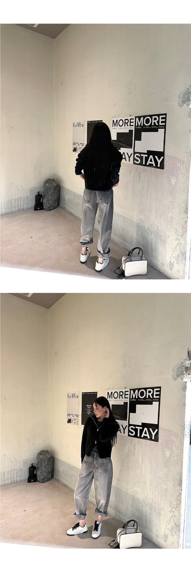 있음 물품 한국 스타일 레트로 품격 스탠드 칼라 루즈핏 캐주얼 긴팔 니트 꽈배기 스웨터 여성 코트 상세 이미지 16