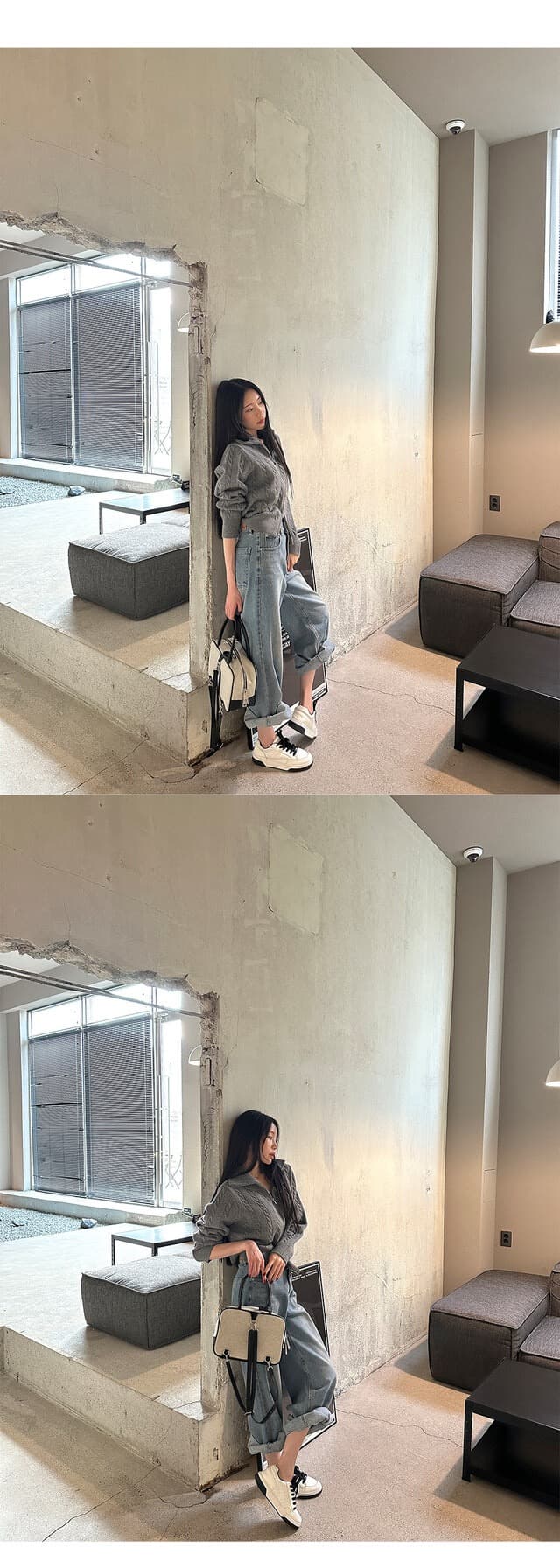 있음 물품 한국 스타일 레트로 품격 스탠드 칼라 루즈핏 캐주얼 긴팔 니트 꽈배기 스웨터 여성 코트 상세 이미지 20