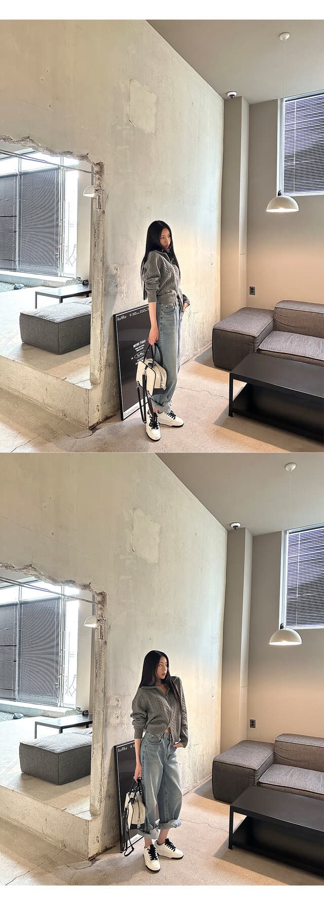 있음 물품 한국 스타일 레트로 품격 스탠드 칼라 루즈핏 캐주얼 긴팔 니트 꽈배기 스웨터 여성 코트 상세 이미지 23