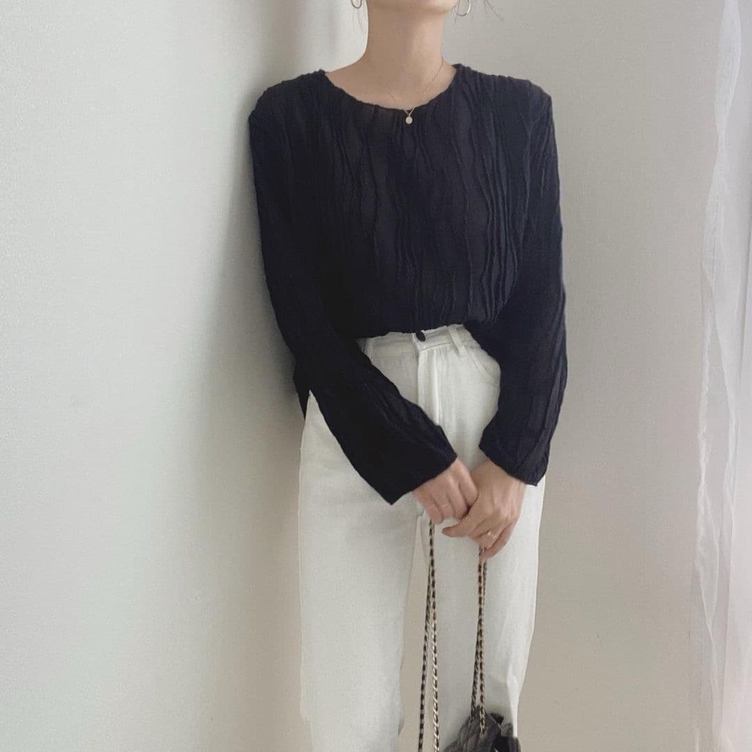 재고 있음 질감 루즈핏 디자인 센스 주름 맨위 이미지 4