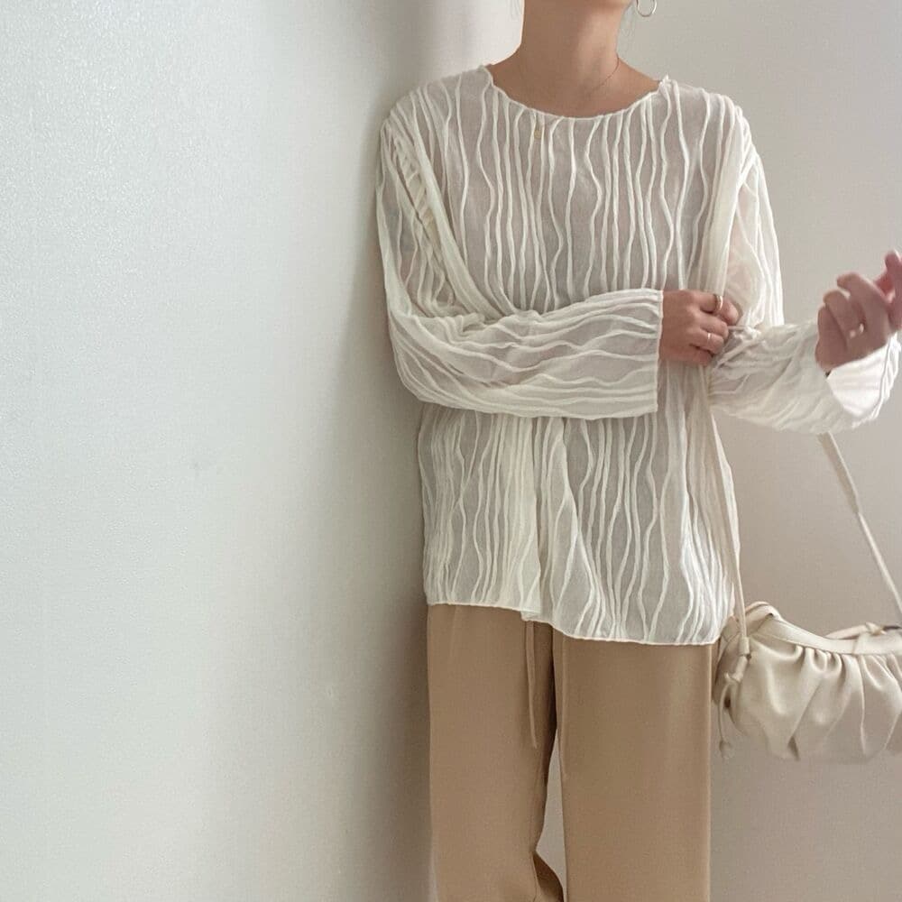 재고 있음 질감 루즈핏 디자인 센스 주름 맨위 상세 이미지 11