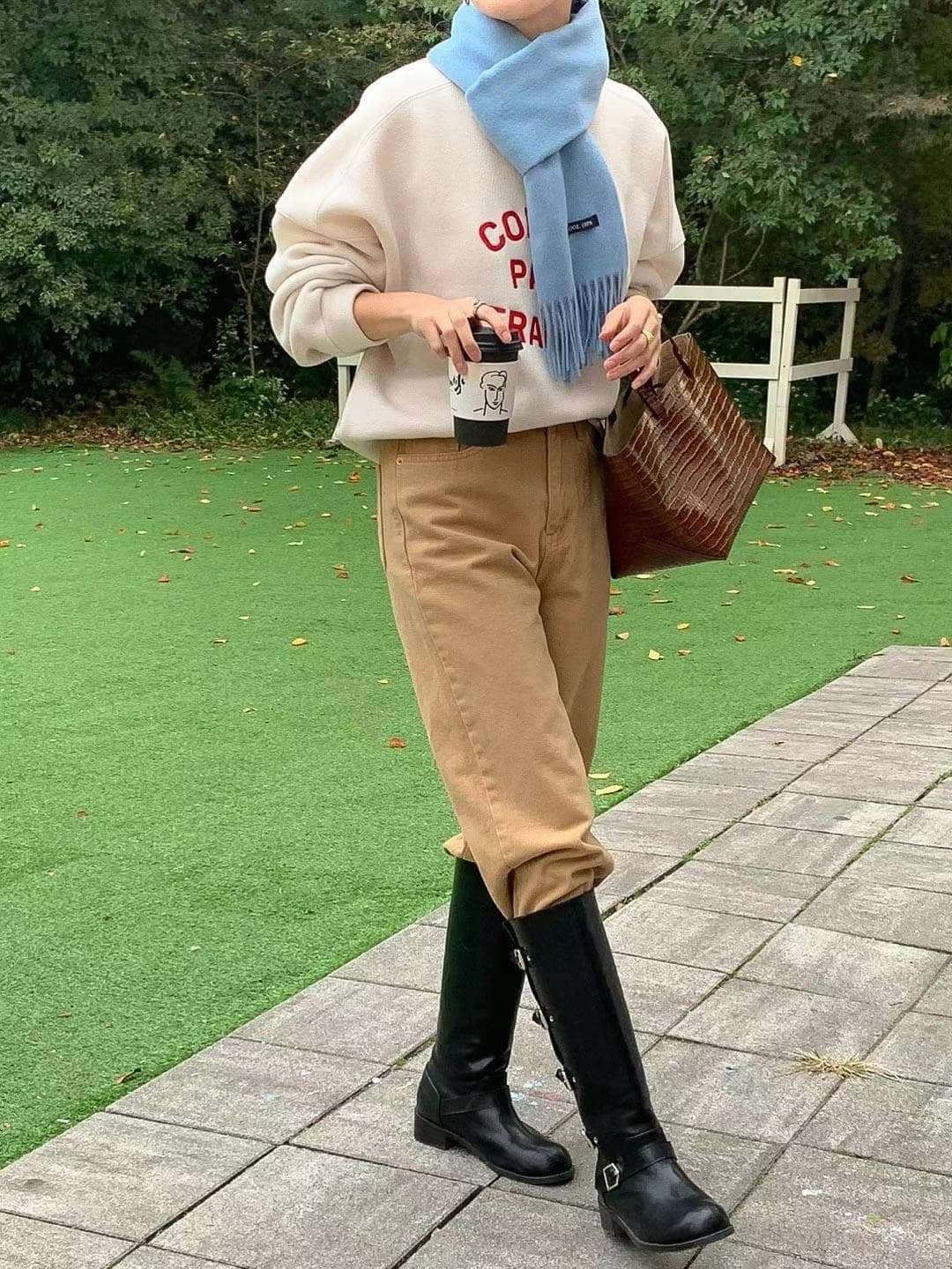 재고 있음 한국 chic 레트로 라운드 넥 자수 알파벳 디자인 루즈핏 캐주얼 긴팔 풀오버 스웨트셔츠 여성 상세 이미지 5