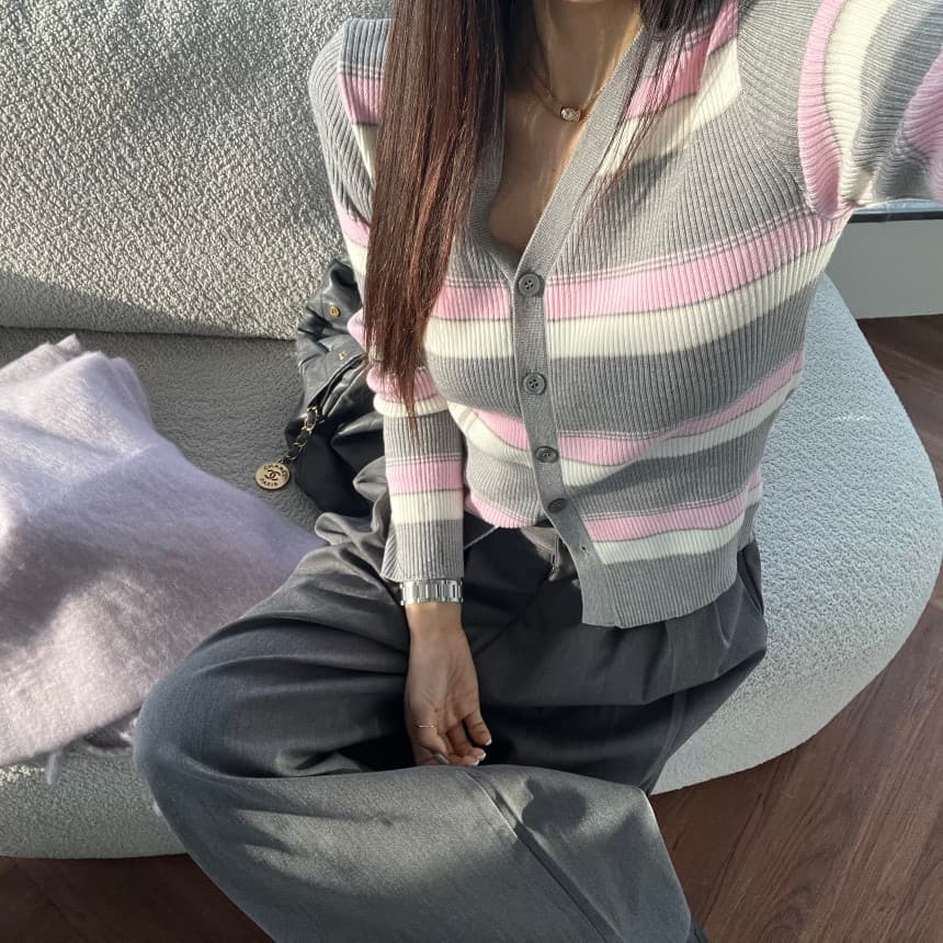 재고 있음 한국 동대문 봄 부드러운 다용도 싸움 색상 시스템 버클 니트 오픈 가디건 상세 이미지 32