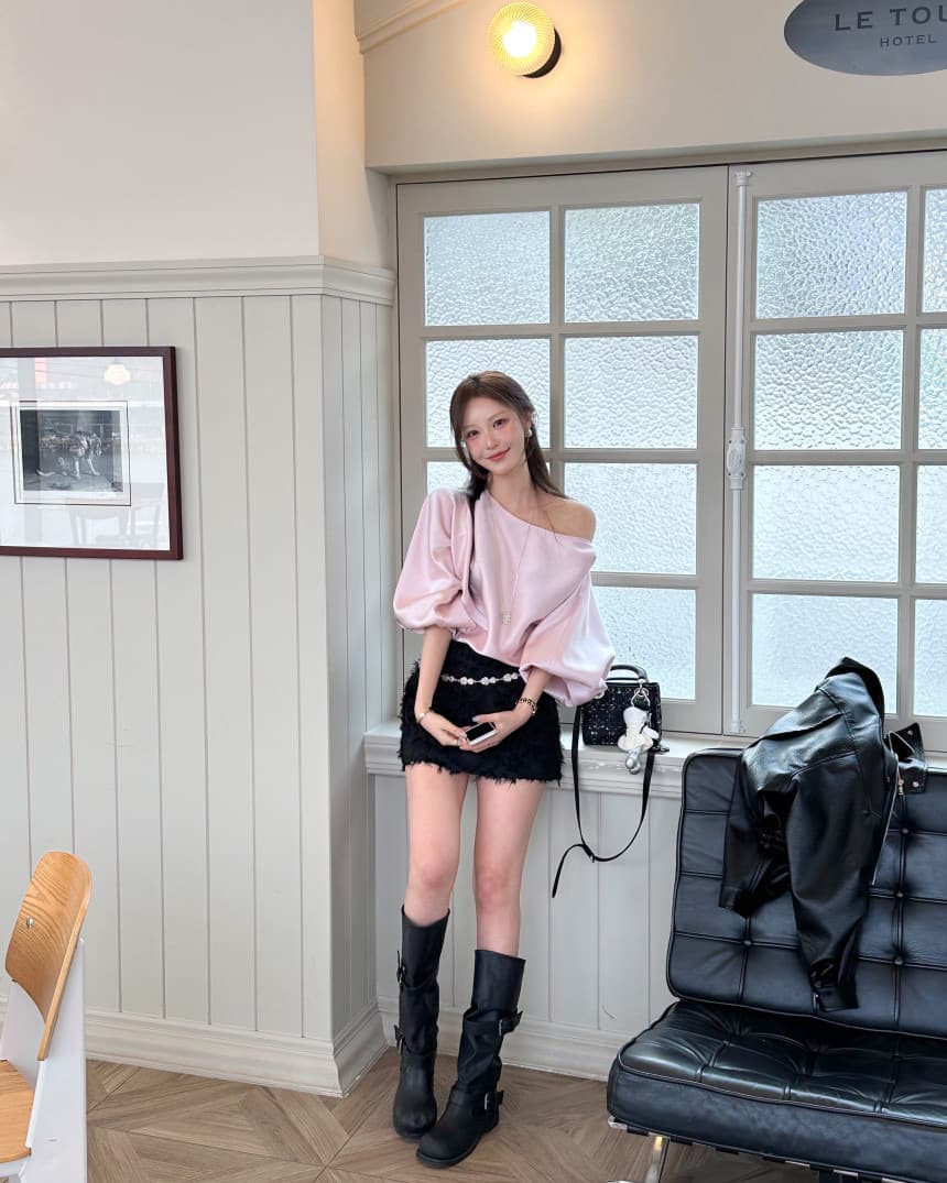 재고 있음 한국 ins 패션 품격 다용도 반팔 오프숄더 맨위 상세 이미지 17
