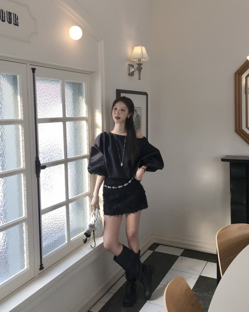 재고 있음 한국 ins 패션 품격 다용도 반팔 오프숄더 맨위 상세 이미지 19