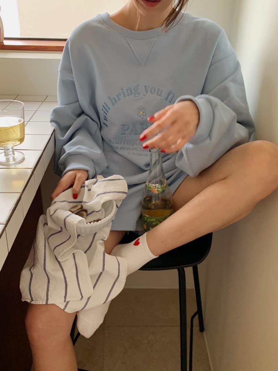 재고 있음 패션 자수 후드티 세트 이미지 2