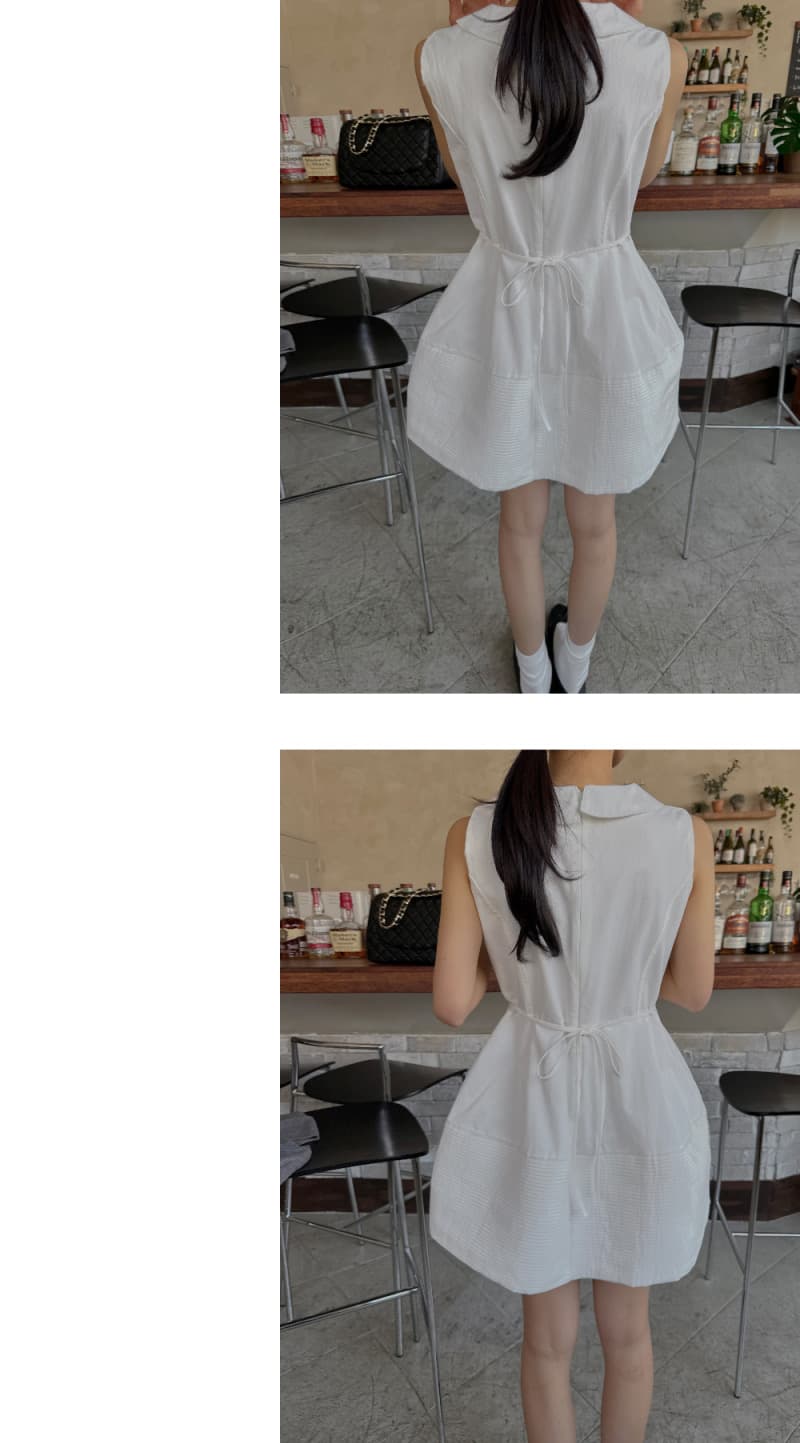 재고 있음 한국 ins 달콤한 스타일 화이트 베이비 칼라 조끼 여성 드레스 봄 여름 허리 수축 슬림해 보이는 A라인 스커트 상세 이미지 12