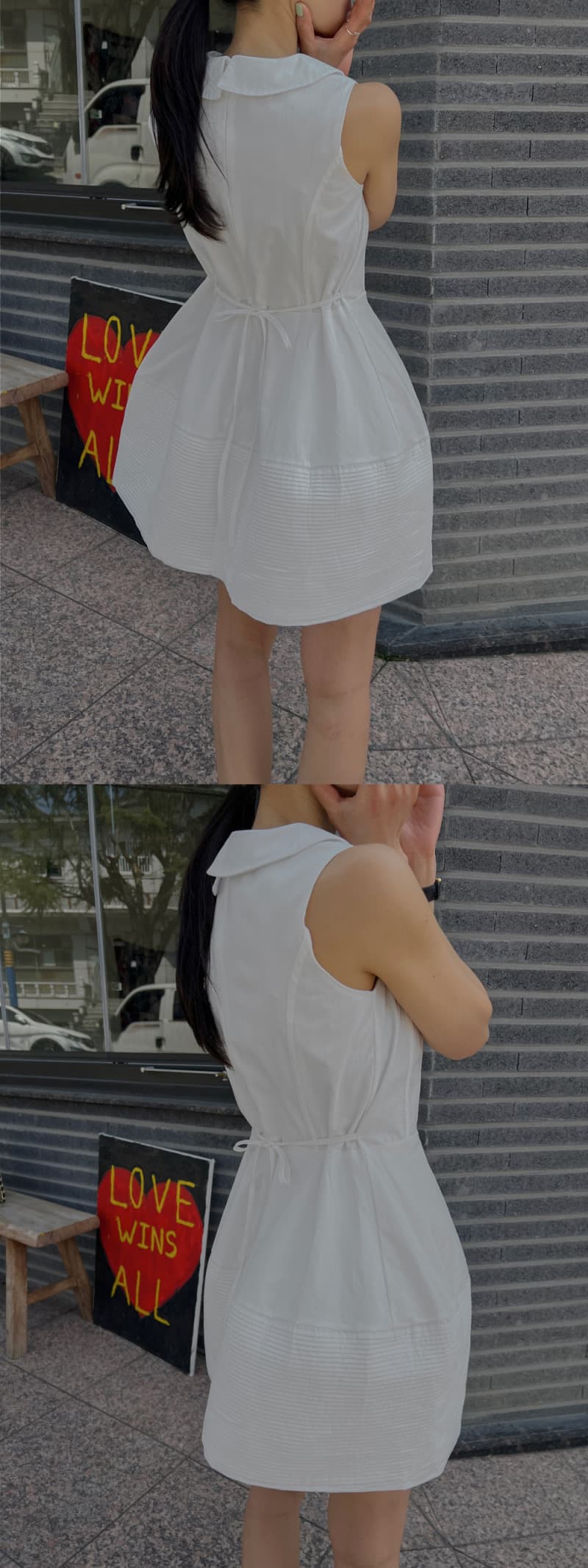 재고 있음 한국 ins 달콤한 스타일 화이트 베이비 칼라 조끼 여성 드레스 봄 여름 허리 수축 슬림해 보이는 A라인 스커트 상세 이미지 16