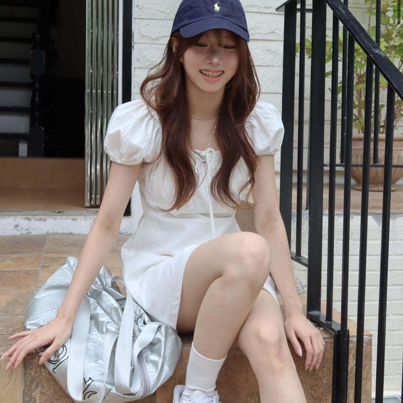 재고 있음 한국 ins 첫사랑 샤오 바이 치마 작은 정사각형 얼굴 거품 소매 소녀 드레스 이미지 4