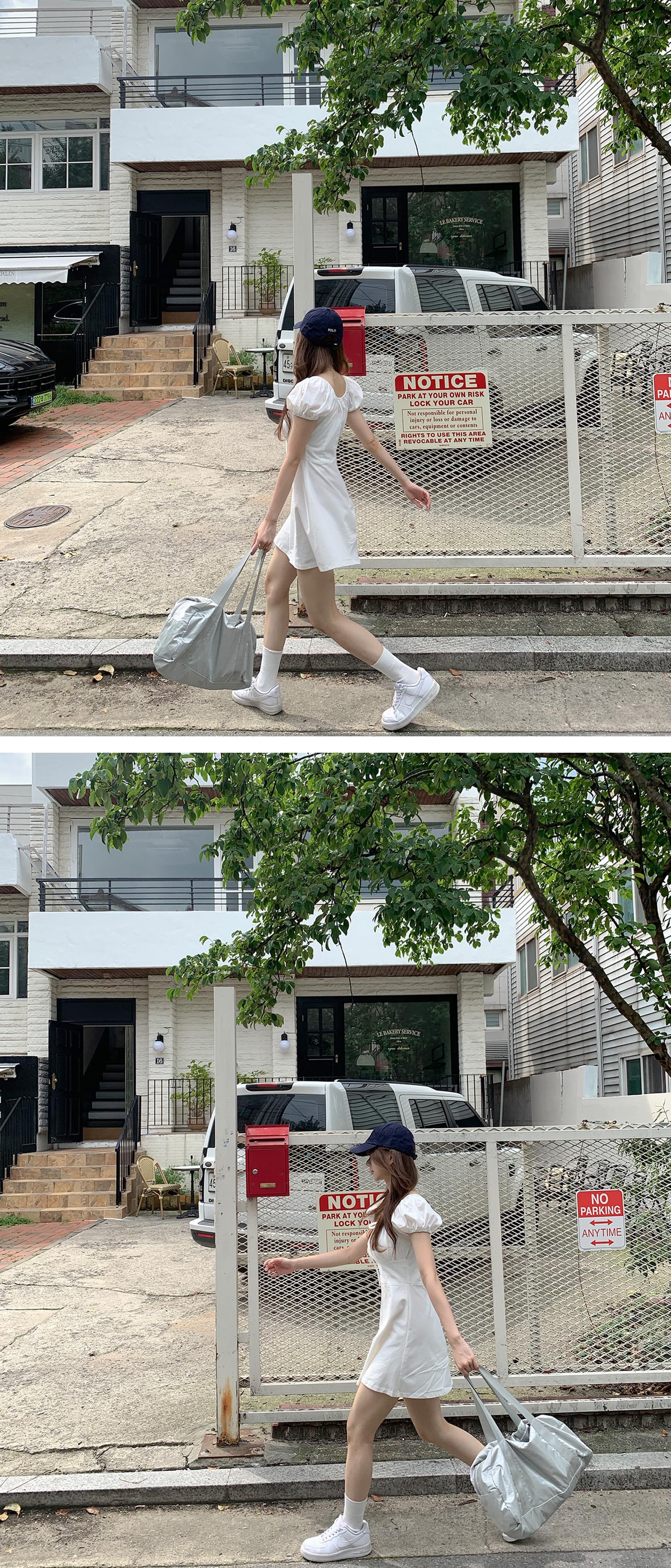 재고 있음 한국 ins 첫사랑 샤오 바이 치마 작은 정사각형 얼굴 거품 소매 소녀 드레스 상세 이미지 5
