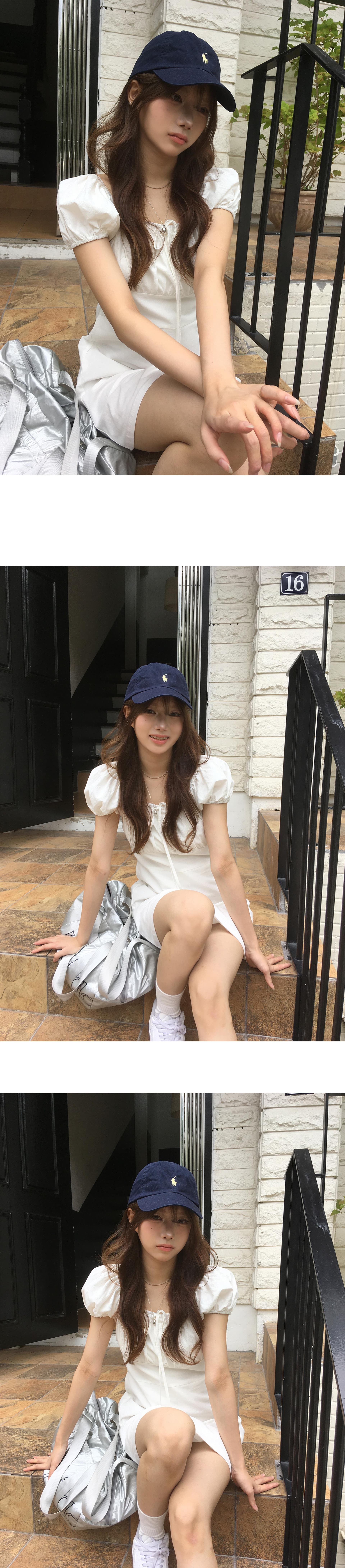 재고 있음 한국 ins 첫사랑 샤오 바이 치마 작은 정사각형 얼굴 거품 소매 소녀 드레스 상세 이미지 8