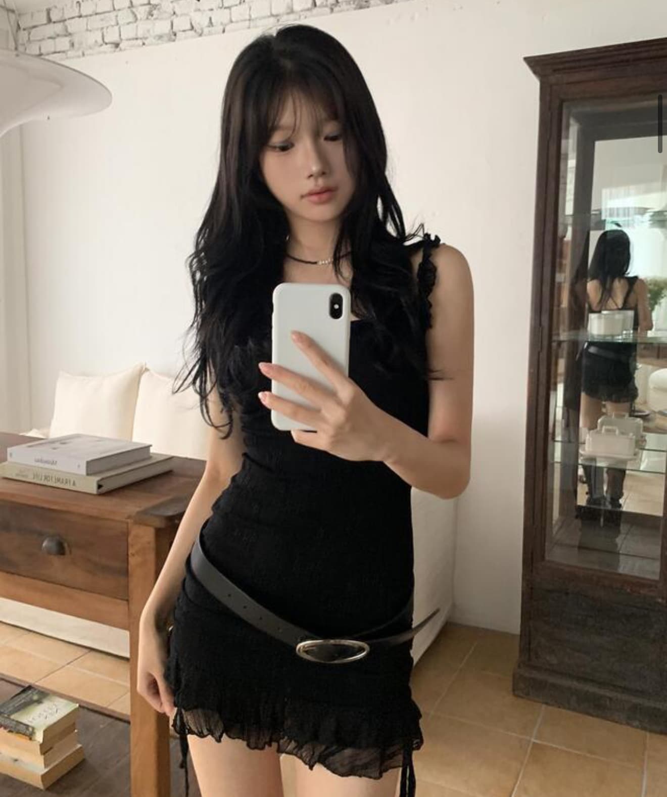 재고 있음 한국 ins 미친 보여주기 좋은 인물 레이스 슬립 몸매 가꾸기 레이스업 드레스