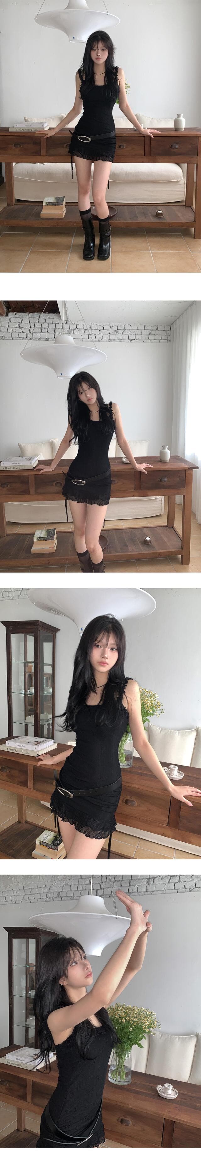재고 있음 한국 ins 미친 보여주기 좋은 인물 레이스 슬립 몸매 가꾸기 레이스업 드레스 상세 이미지 5