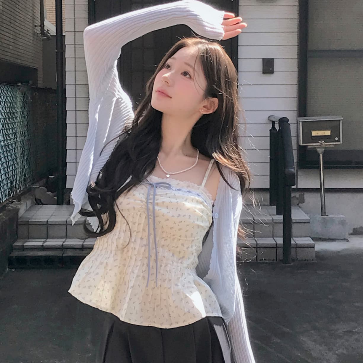 재고 있음 한국 ins 한 부서 달콤함 세트 꽃무늬 레이스 조각 슬립 여성 여름 외부 가져 가라. 오픈 가디건