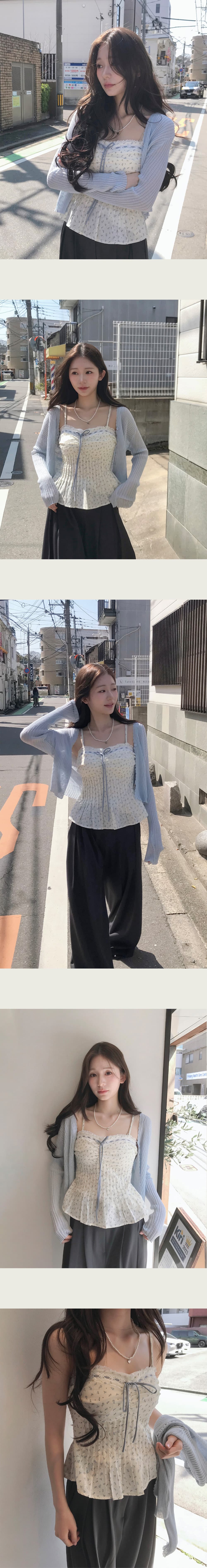 재고 있음 한국 ins 한 부서 달콤함 세트 꽃무늬 레이스 조각 슬립 여성 여름 외부 가져 가라. 오픈 가디건 상세 이미지 9