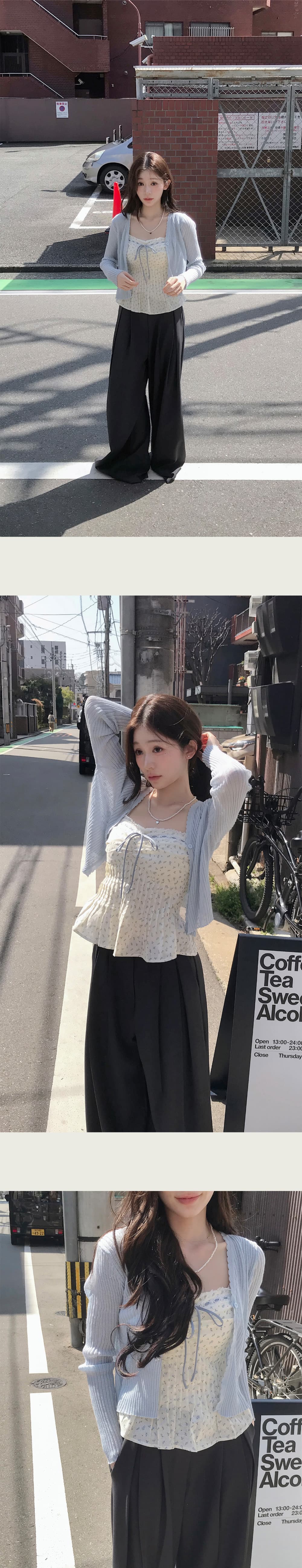 재고 있음 한국 ins 한 부서 달콤함 세트 꽃무늬 레이스 조각 슬립 여성 여름 외부 가져 가라. 오픈 가디건 상세 이미지 10