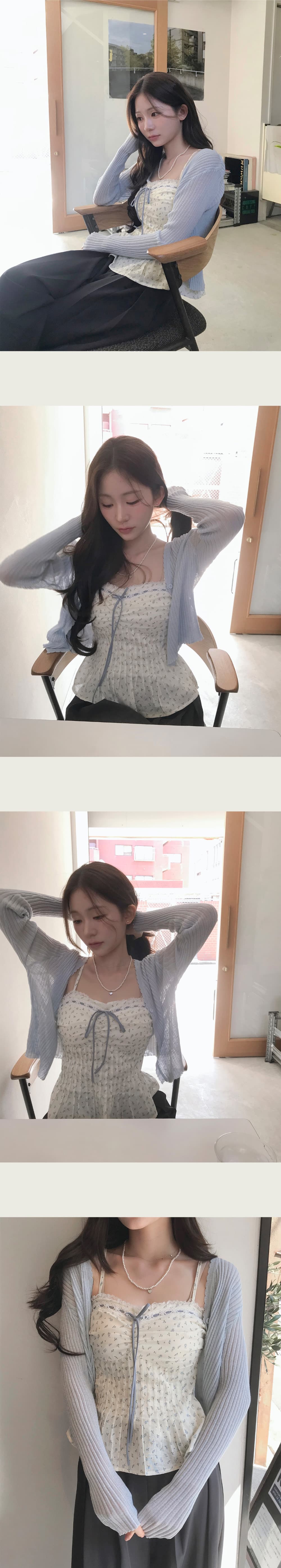 재고 있음 한국 ins 한 부서 달콤함 세트 꽃무늬 레이스 조각 슬립 여성 여름 외부 가져 가라. 오픈 가디건 상세 이미지 11