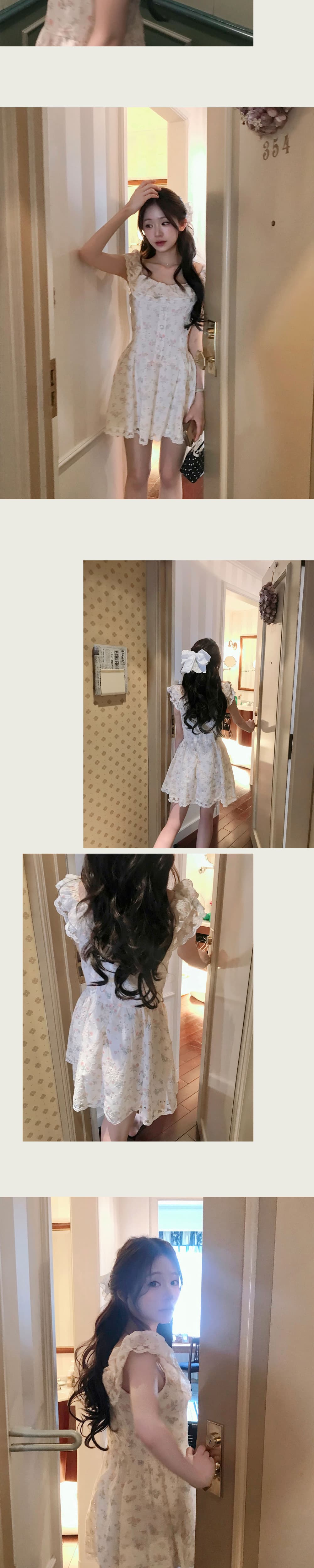 재고 있음 한국 ins 달콤함 레이스 꽃무늬 슬립 여성 드레스 프랑스식 미니 스커트 상세 이미지 3