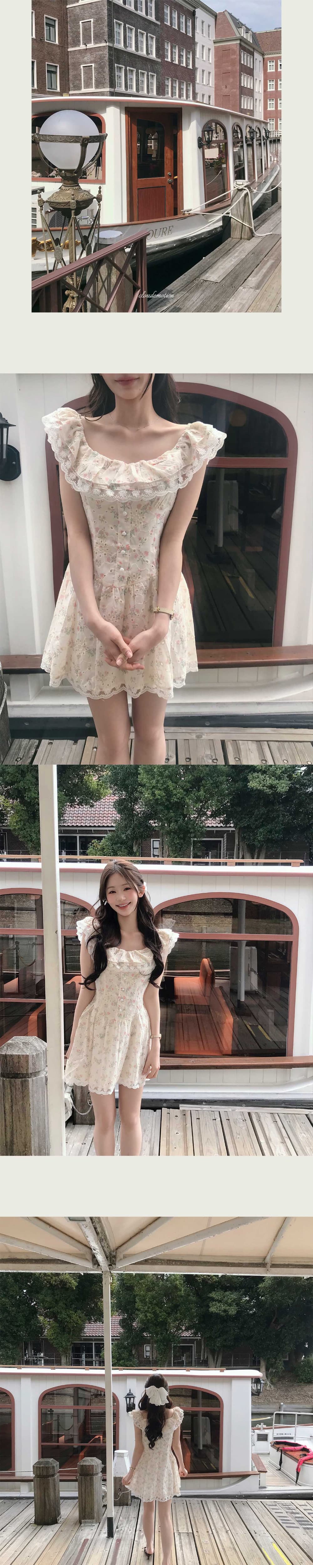 재고 있음 한국 ins 달콤함 레이스 꽃무늬 슬립 여성 드레스 프랑스식 미니 스커트 상세 이미지 4