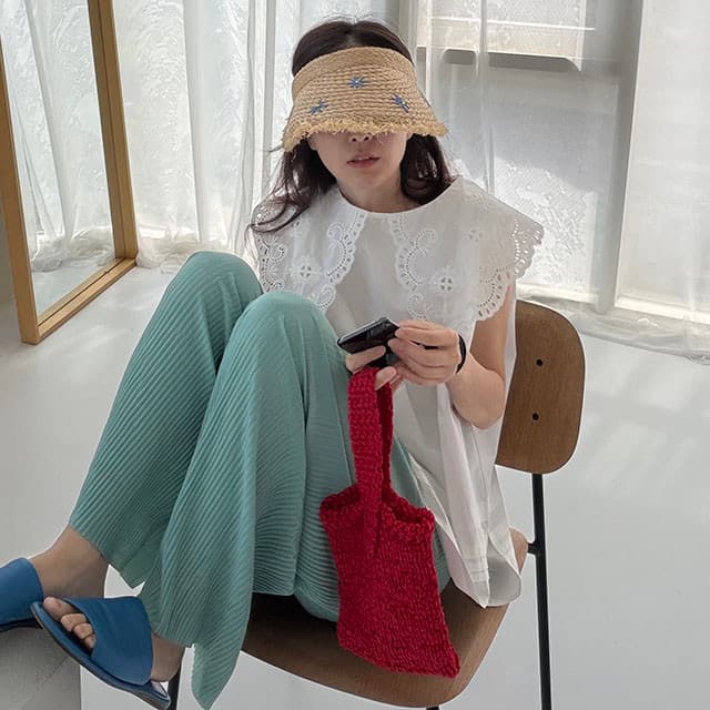 재고 있음 한국 ins 무거운 작업 홀로우 아웃 베이비 칼라 조끼 셔츠 고급 센스 고유 한 Chic 아름다운 민소매 맨위 상세 이미지 5