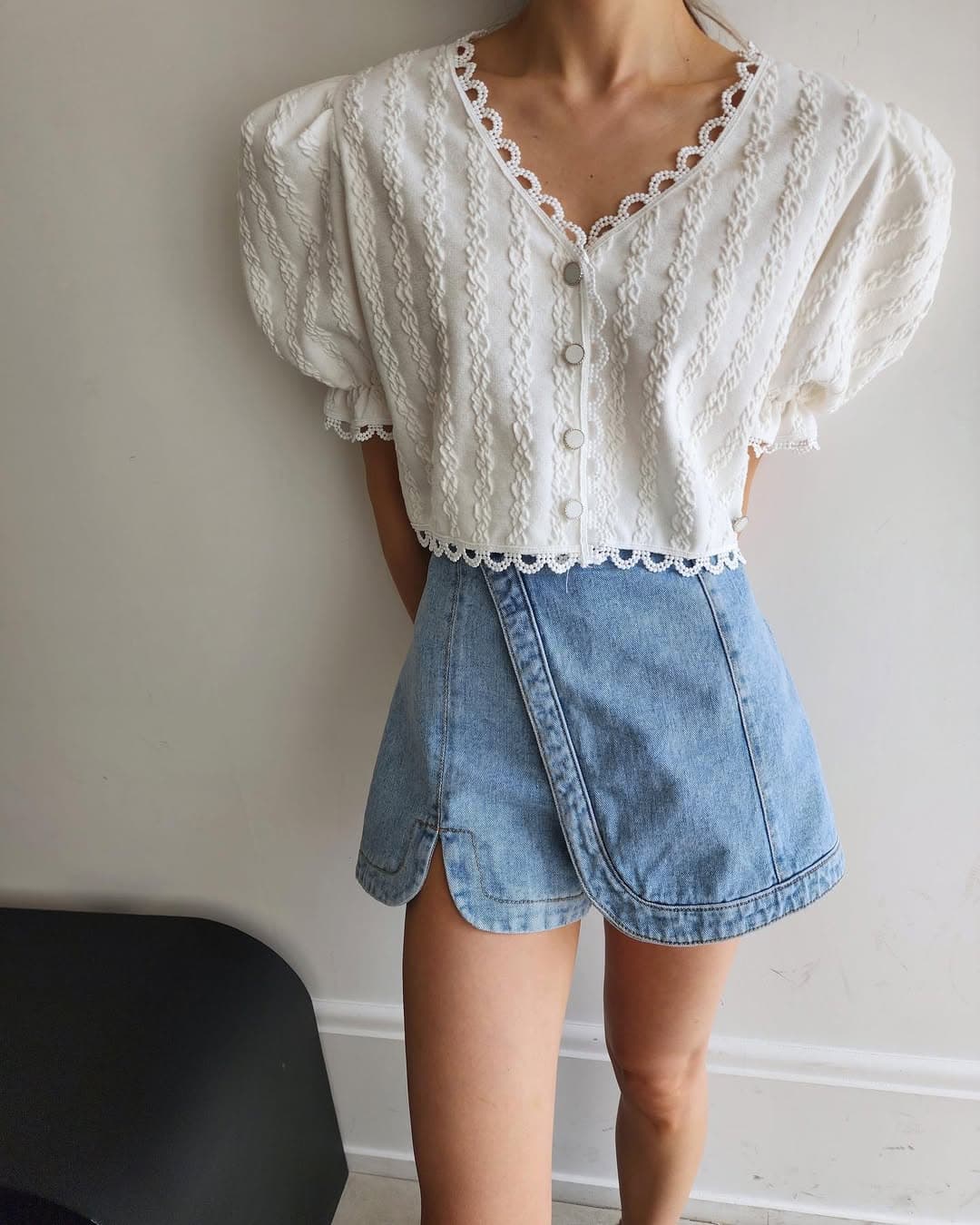 재고 있음 패션 거품 소매 셔츠 이미지 3