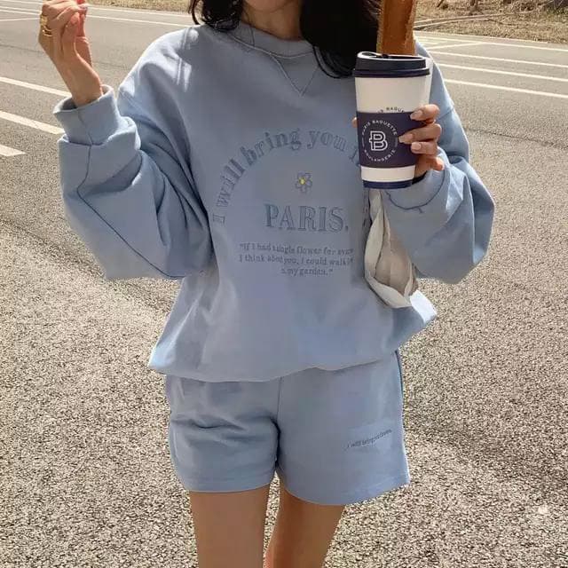 재고 있음 패션 자수 후드티 세트 이미지 4