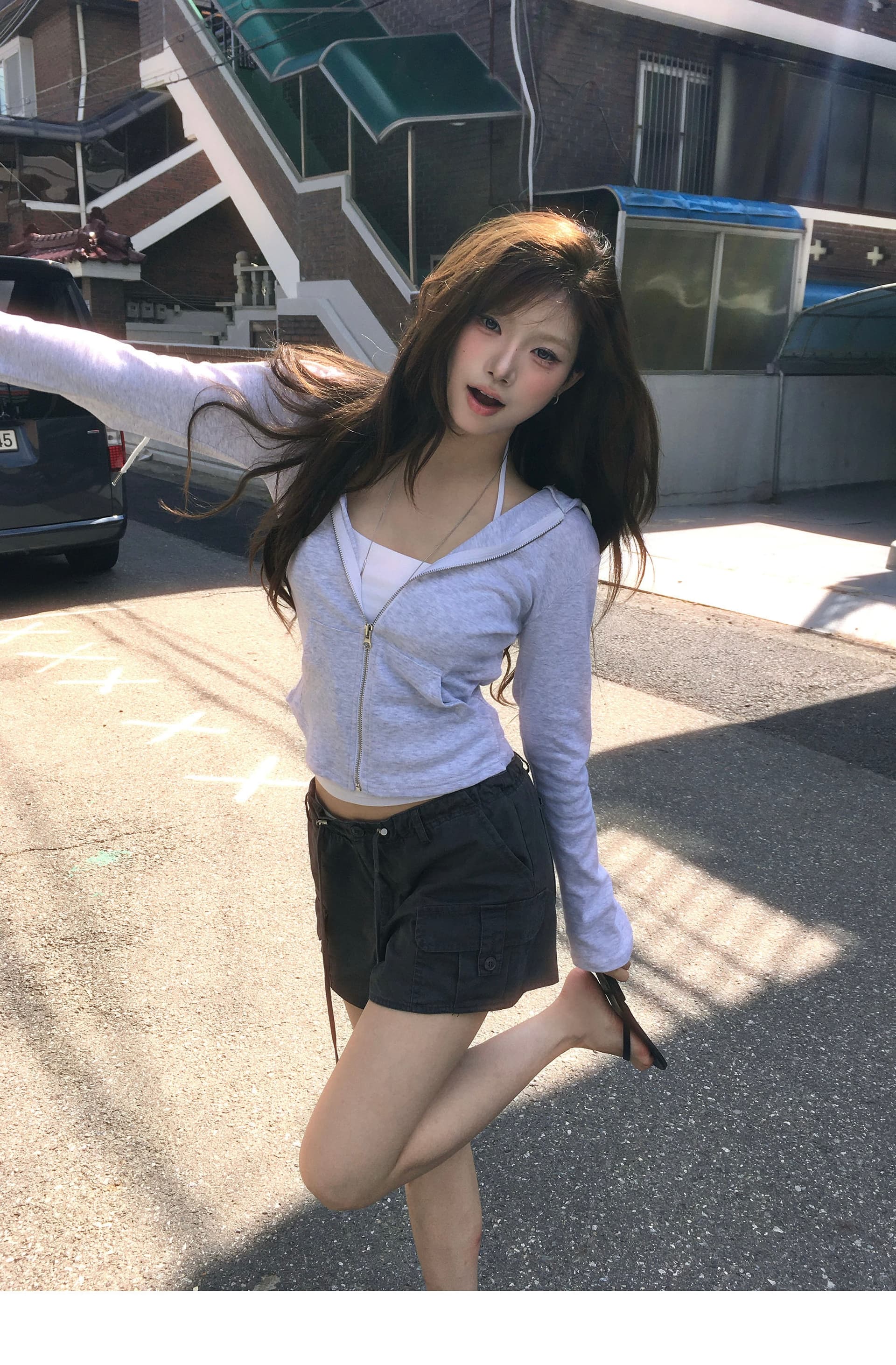 한국 ins 패션 품격 다용도 지퍼 후드티 후드 재킷 상세 이미지 6