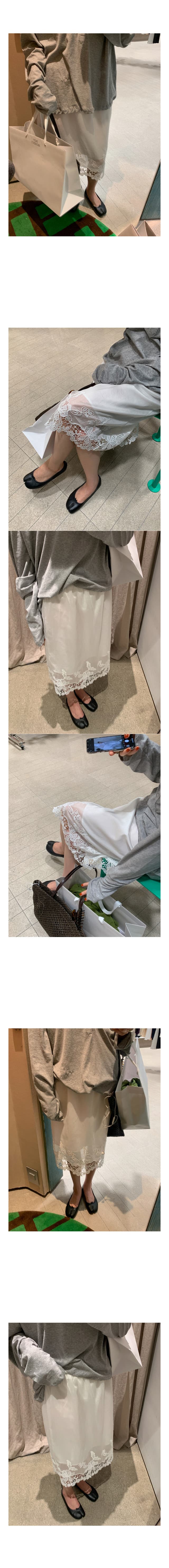 한국 chic 레이스 조각 반신 스커트 26 여름 새로운 한국 허리밴드 도루 센스 화이트 중 롱 스커트 여성 상세 이미지 3