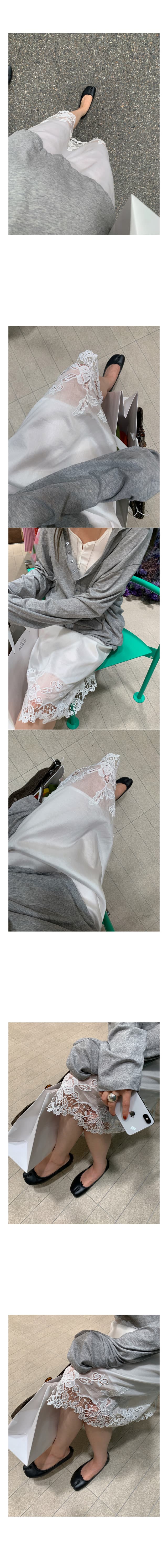한국 chic 레이스 조각 반신 스커트 26 여름 새로운 한국 허리밴드 도루 센스 화이트 중 롱 스커트 여성 상세 이미지 4
