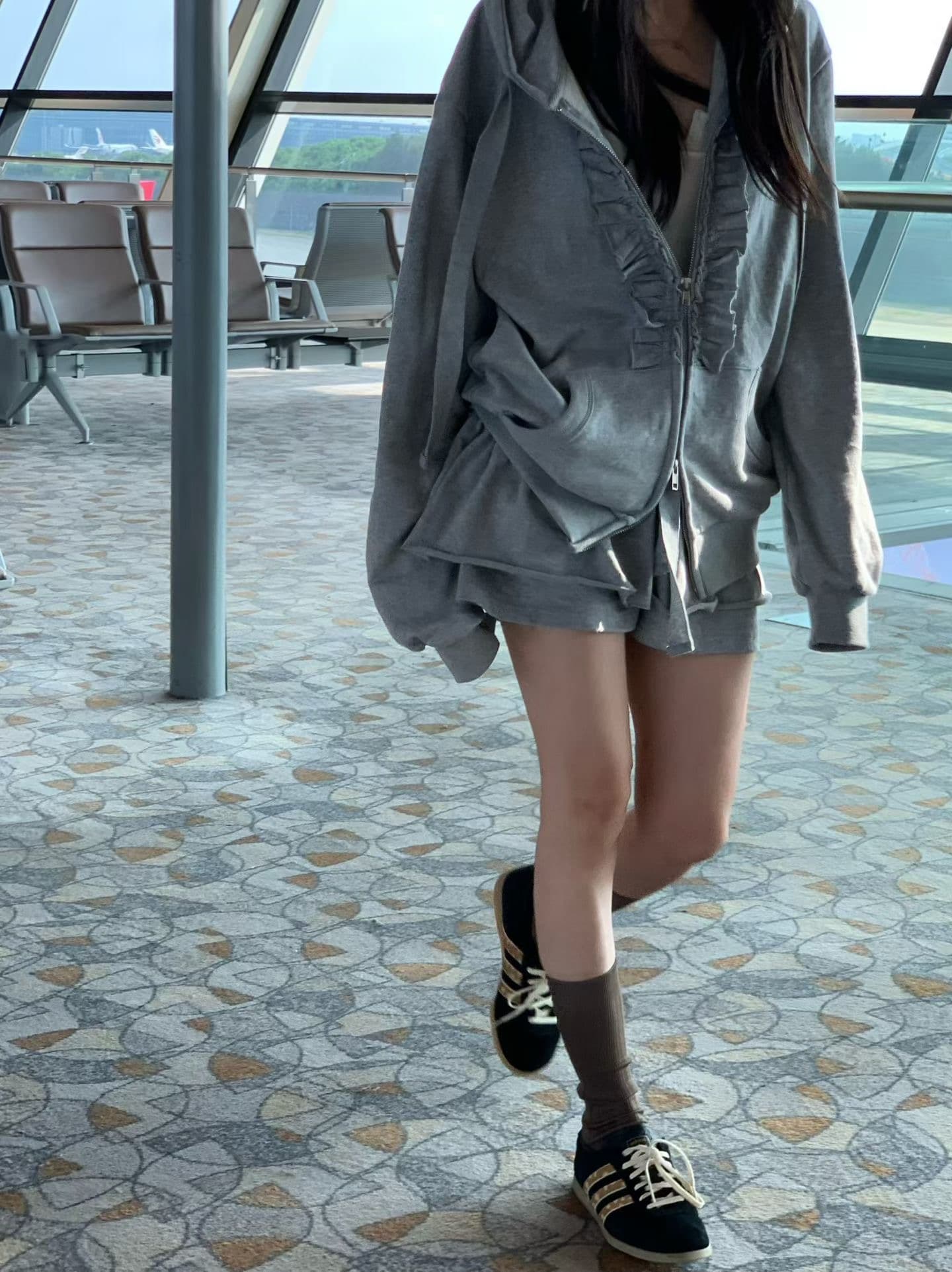 한국 ins 가을 겨울 새로운 패션 품격 후드티 세트 상세 이미지 3
