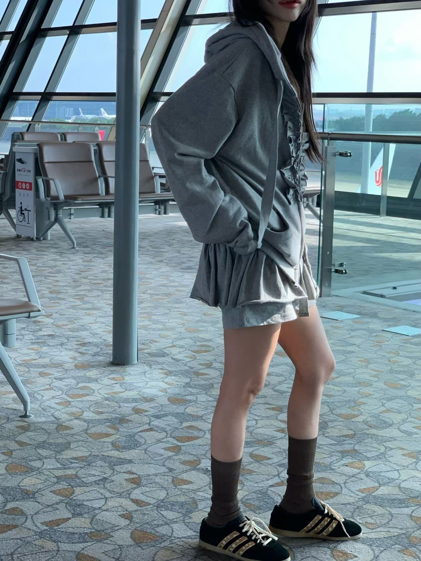 한국 ins 가을 겨울 새로운 패션 품격 후드티 세트 상세 이미지 4