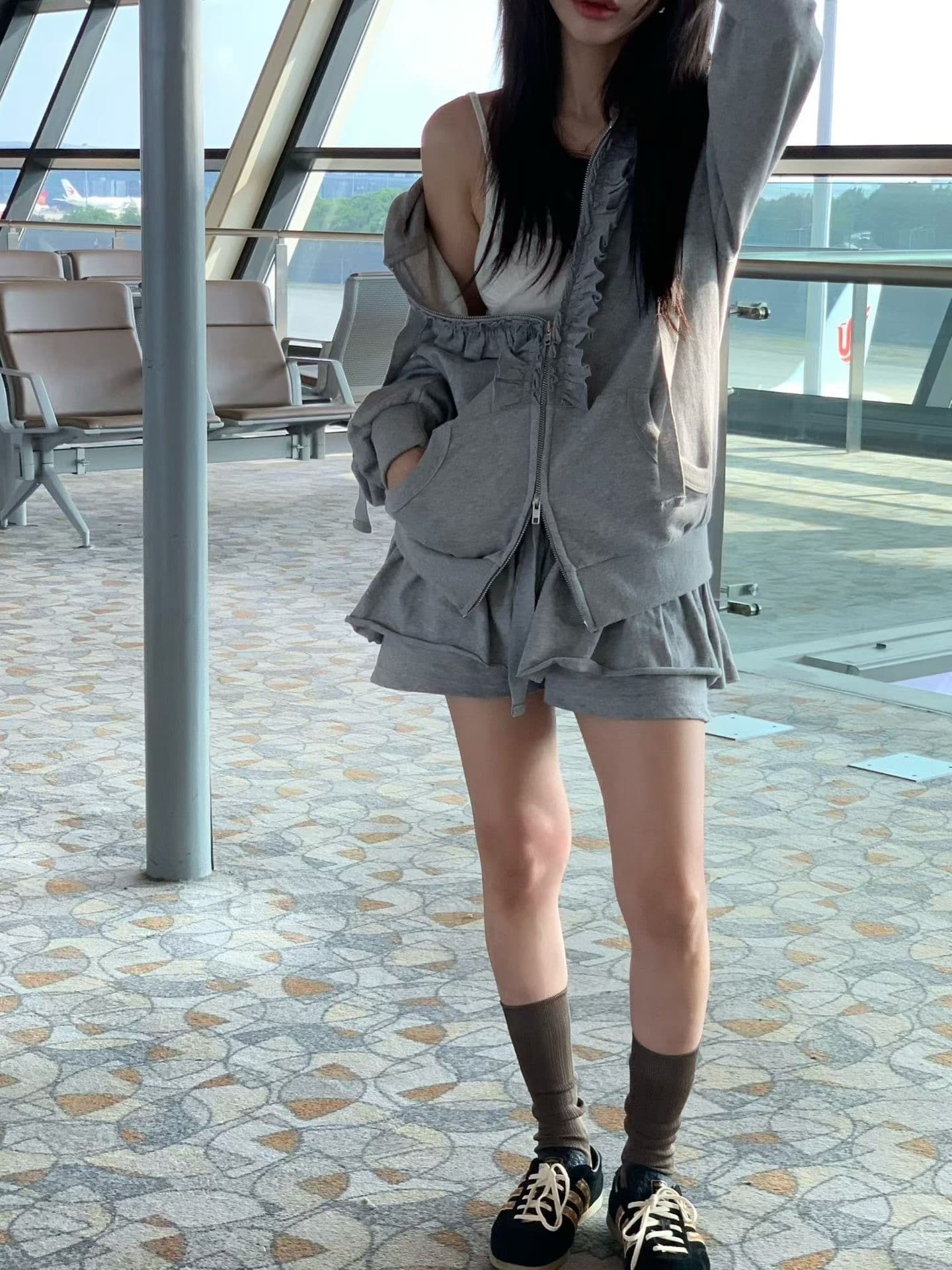한국 ins 가을 겨울 새로운 패션 품격 후드티 세트 상세 이미지 5
