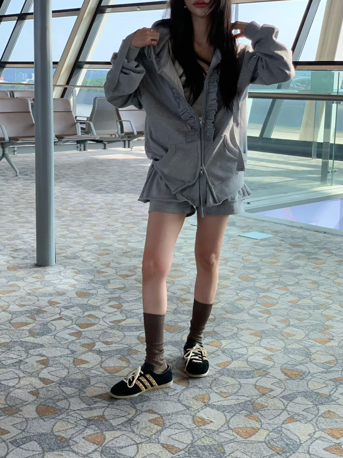 한국 ins 가을 겨울 새로운 패션 품격 후드티 세트 상세 이미지 6