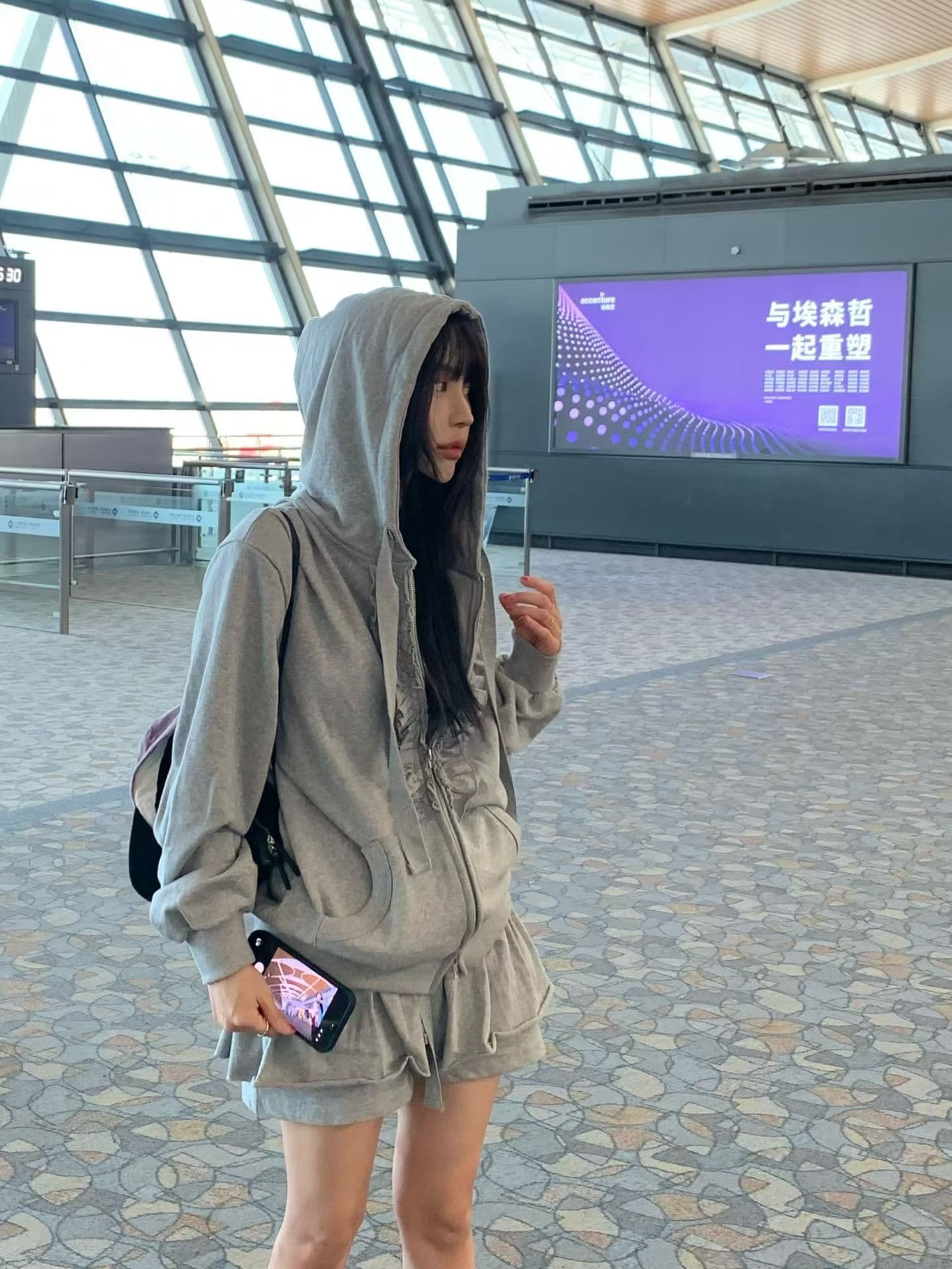 한국 ins 가을 겨울 새로운 패션 품격 후드티 세트 상세 이미지 8