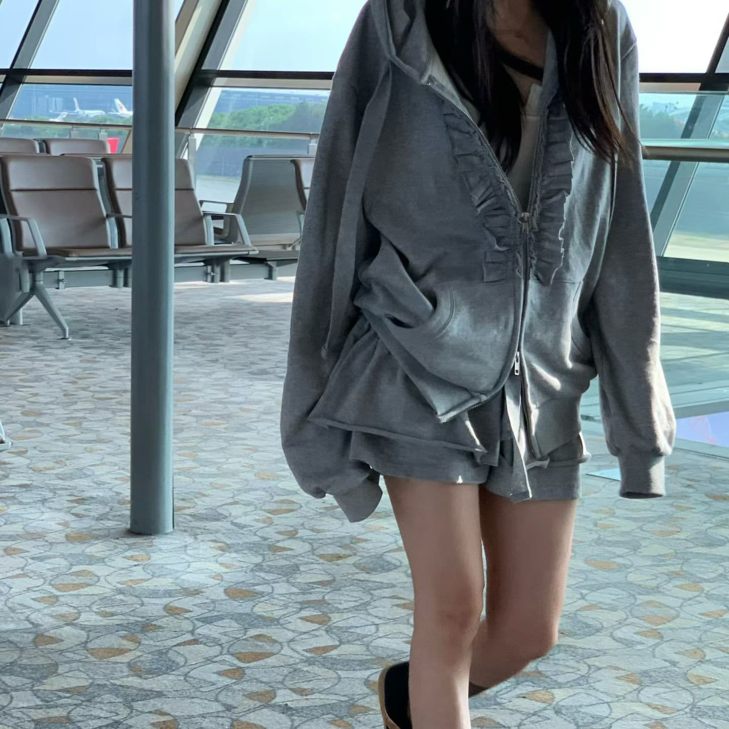 한국 ins 가을 겨울 새로운 패션 품격 후드티 세트 이미지 4