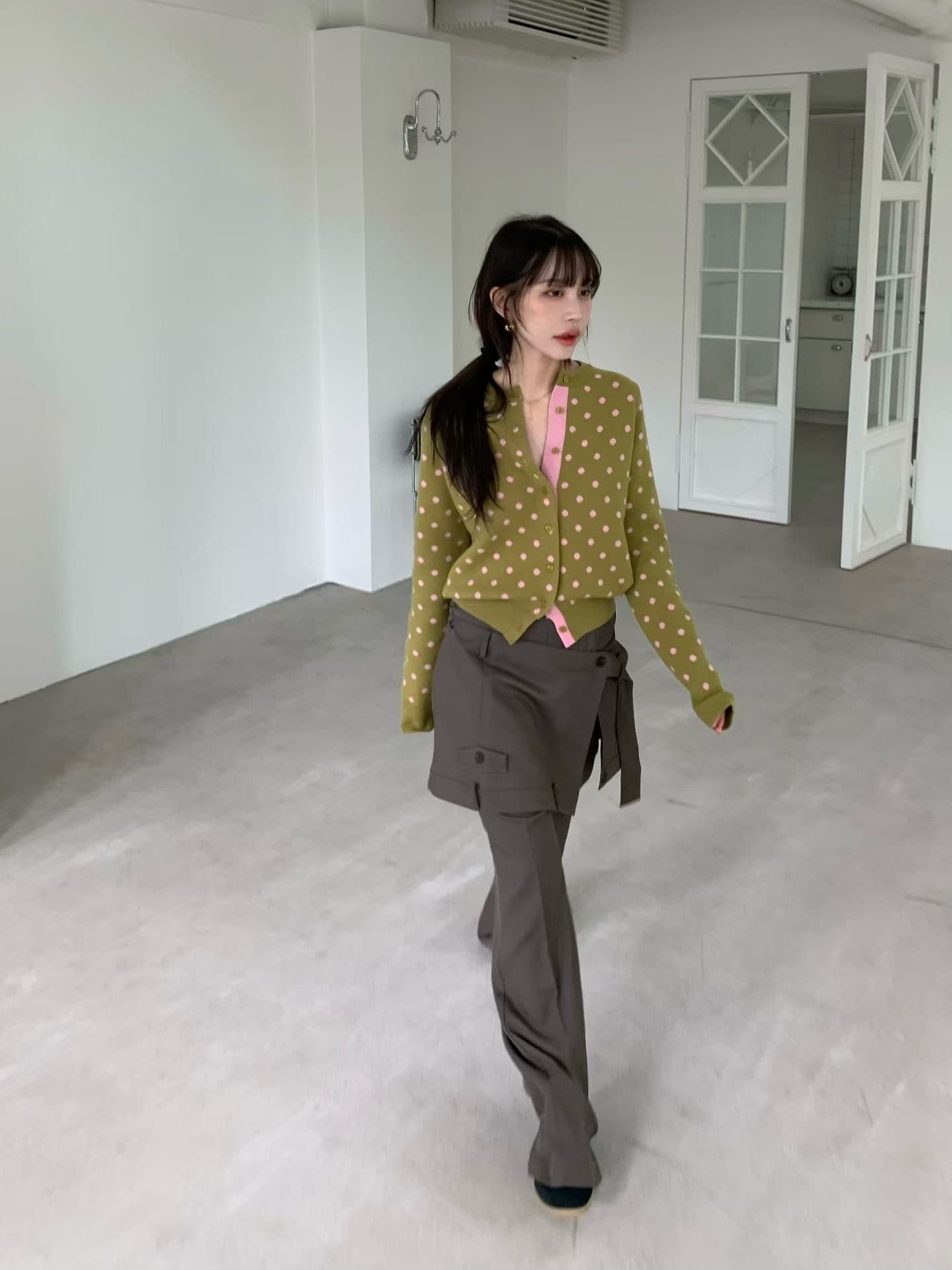 패션 품격 다용도 도트 무늬 니트 오픈 가디건 상세 이미지 25