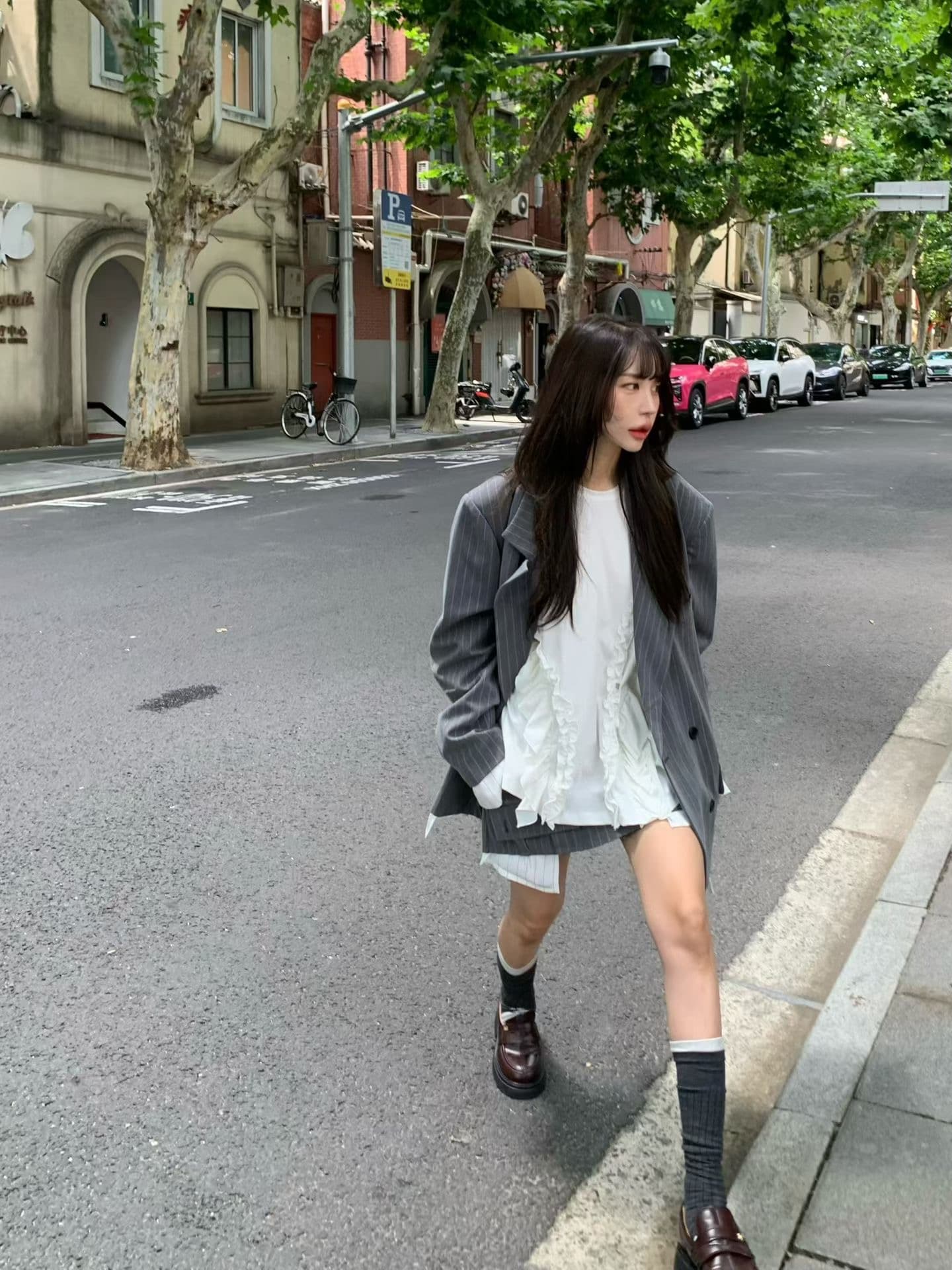 패션 품격 스트라이프 블레이저 상세 이미지 7