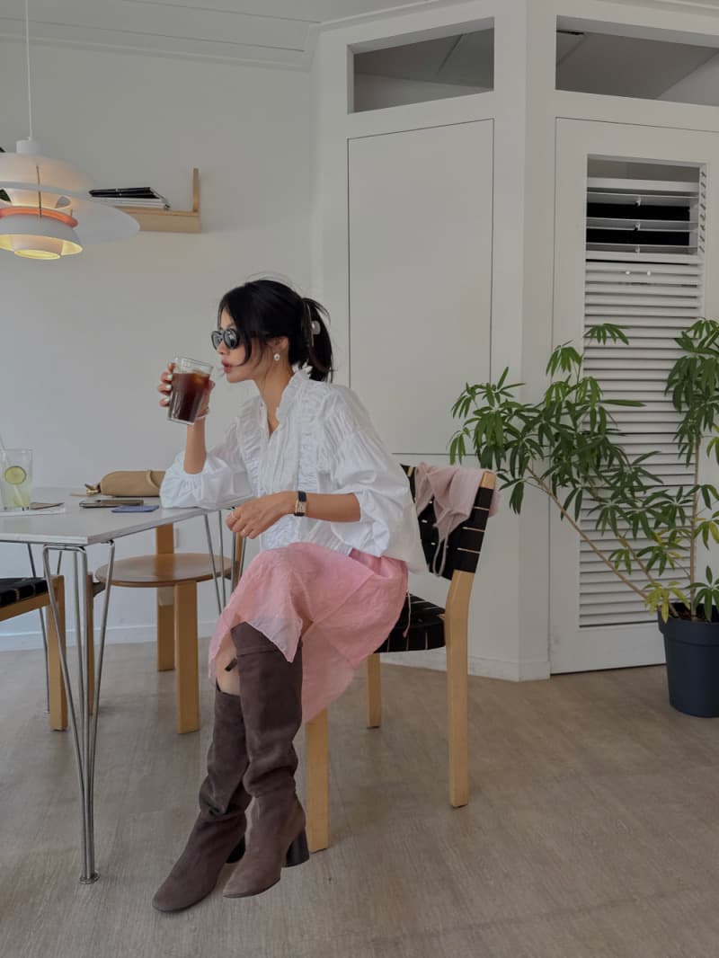 프랑스식 스탠드 칼라 프릴 레이스업 루즈핏 긴팔 여성 셔츠 화이트 레이스 레이스 연령 감소 품격 맨위 상세 이미지 6