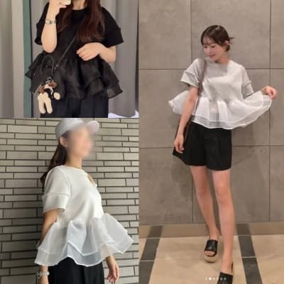 상황 대외 무역 수출 일본식 달콤함 연령 감소 망사 프릴 패치워크 반팔 티셔츠 인형 셔츠 짧은 맨위 여성