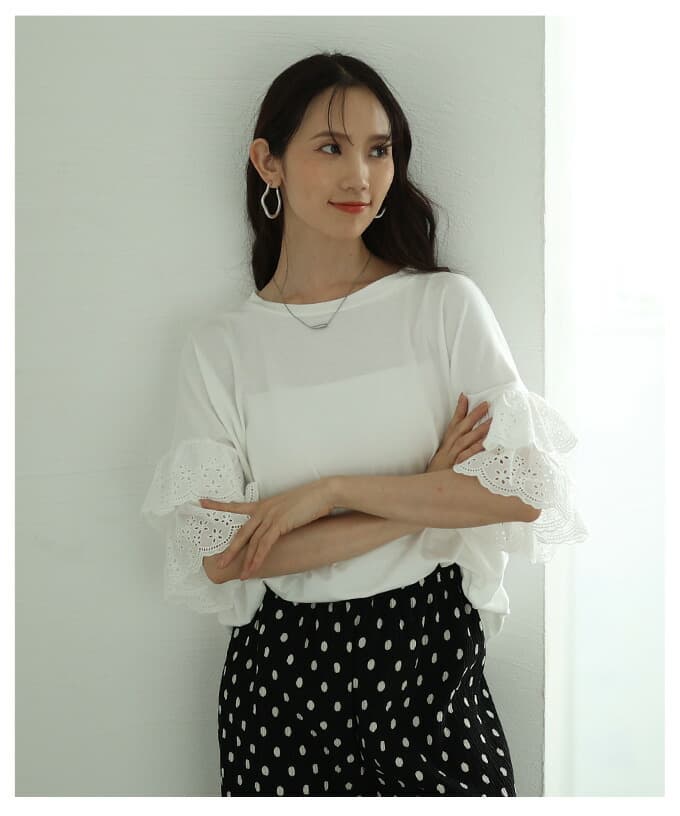 2026 봄 여름 새로운 일본 롯데 폭발 대외 무역 여성 의류 자수 홀로우 아웃 고급 레이스 t 7부 소매 티셔츠 상세 이미지 19