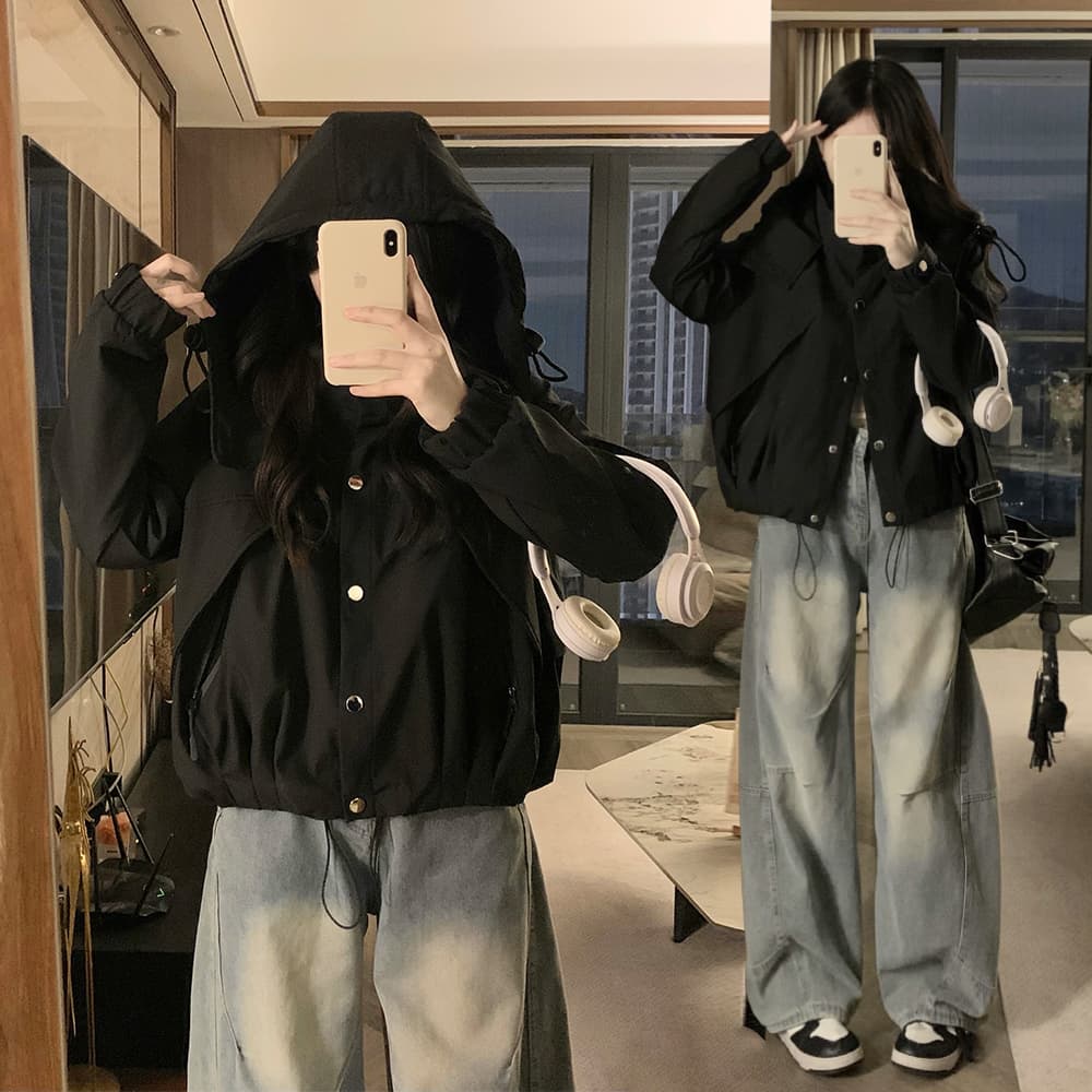 봄 쇼트 스타일 재킷 여성 긴 소매 바람막이 재킷 학원 스타일 캐주얼 방수 재킷 봄 드레스 패션 자켓 이미지 5