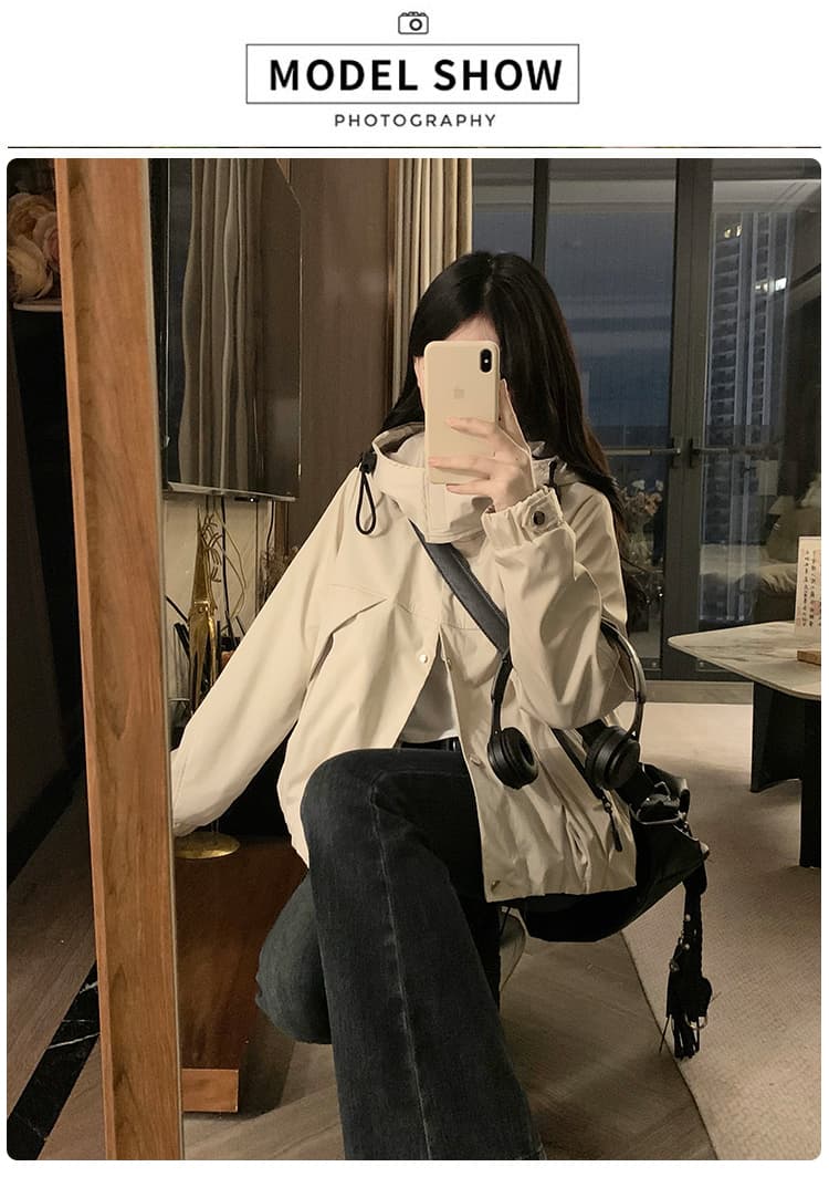 봄 쇼트 스타일 재킷 여성 긴 소매 바람막이 재킷 학원 스타일 캐주얼 방수 재킷 봄 드레스 패션 자켓 상세 이미지 6