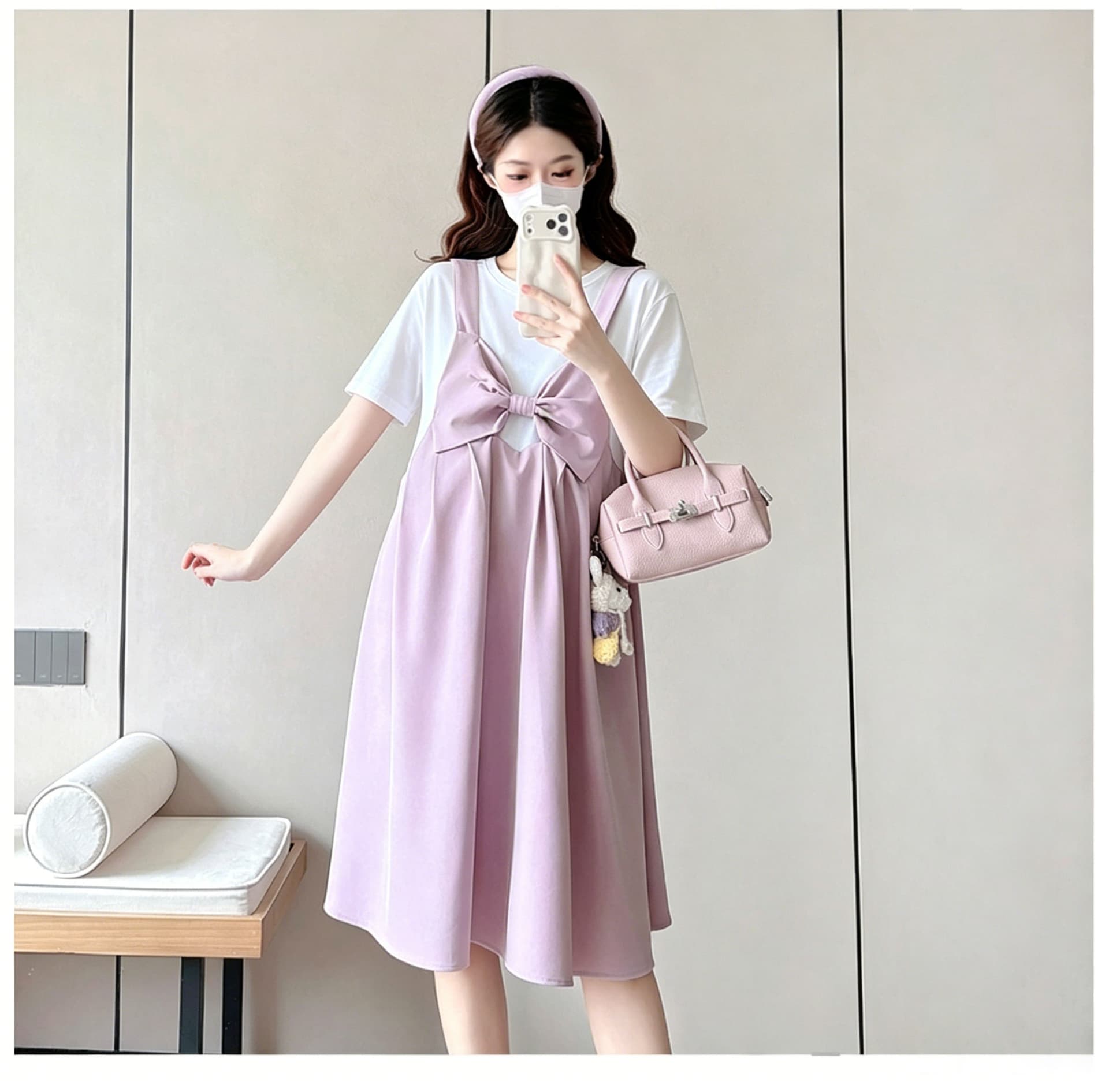 여름 반팔 임산부 드레스 여름 새로운 빅 사이즈 임신 전체 마침표 루즈핏 에디션 멜빵 스커트 새로운 상세 이미지 11