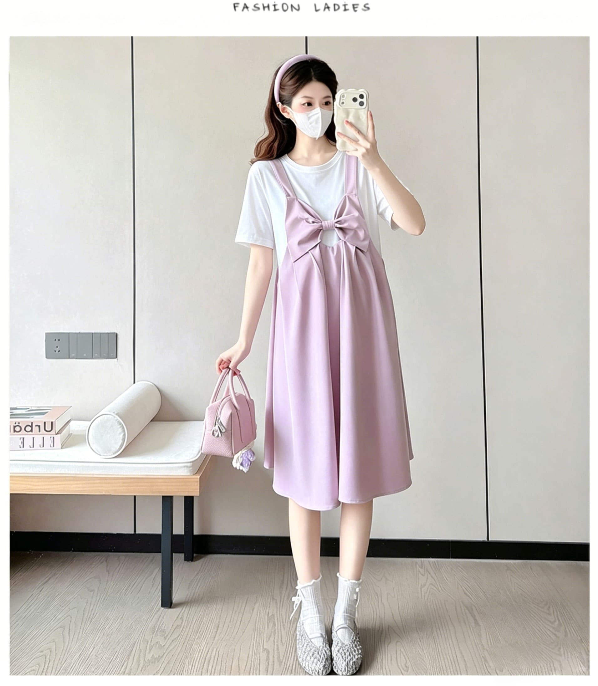 여름 반팔 임산부 드레스 여름 새로운 빅 사이즈 임신 전체 마침표 루즈핏 에디션 멜빵 스커트 새로운 상세 이미지 12