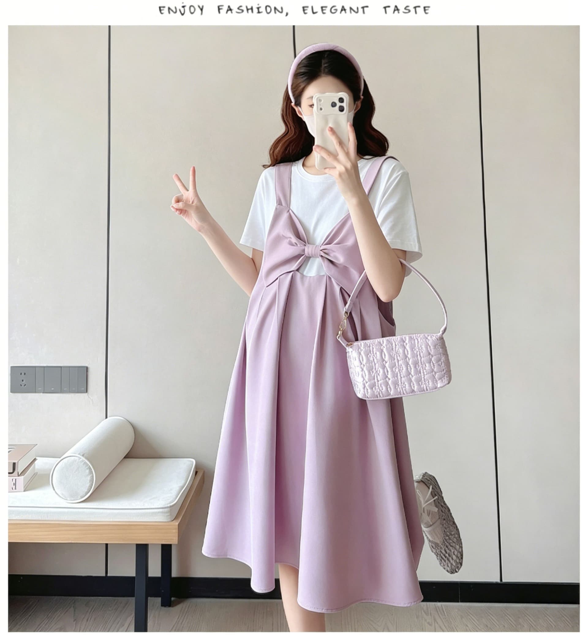 여름 반팔 임산부 드레스 여름 새로운 빅 사이즈 임신 전체 마침표 루즈핏 에디션 멜빵 스커트 새로운 상세 이미지 13