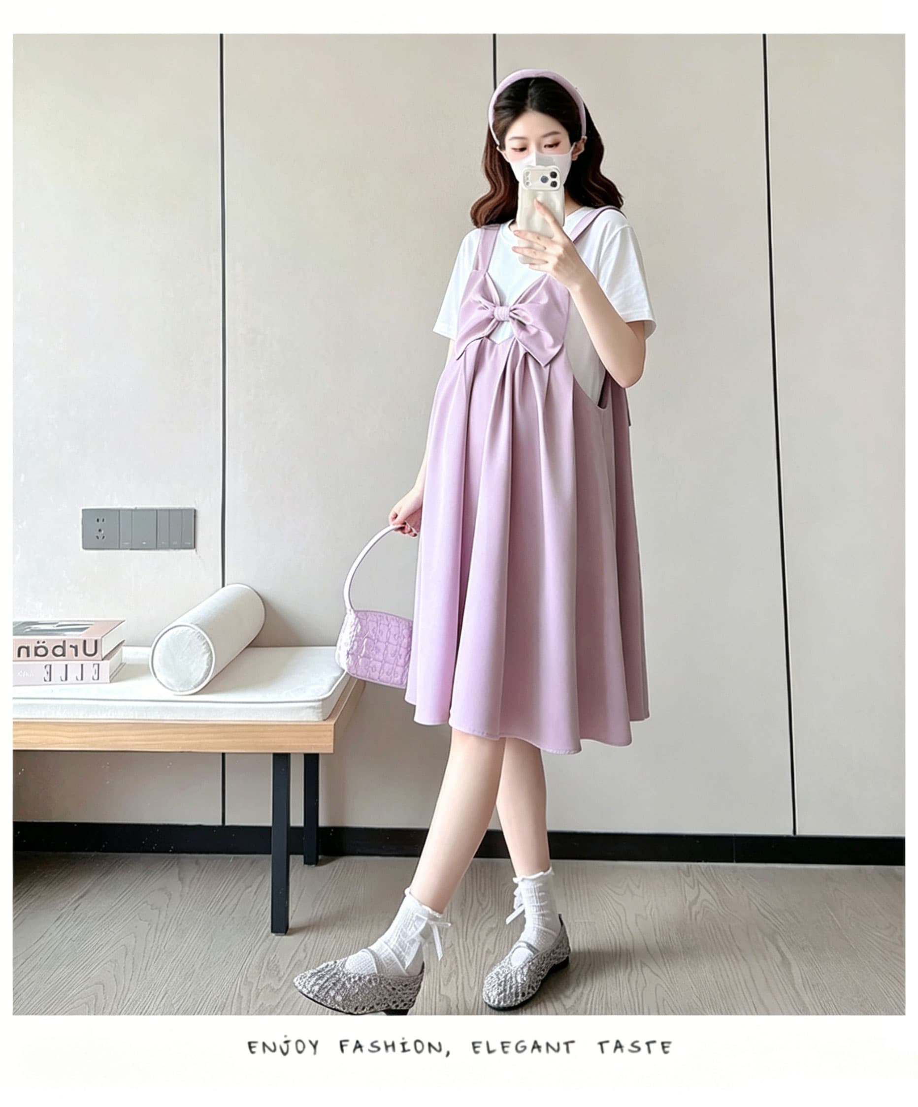 여름 반팔 임산부 드레스 여름 새로운 빅 사이즈 임신 전체 마침표 루즈핏 에디션 멜빵 스커트 새로운 상세 이미지 15